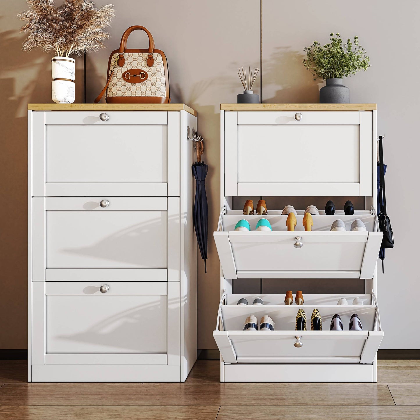 Shaker Shoe Cabinet For Hallway | Modern Shoe Storage Unit