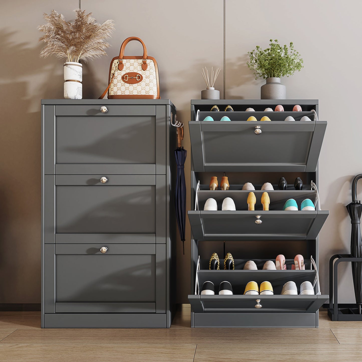 Shaker Shoe Cabinet For Hallway | Modern Shoe Storage Unit
