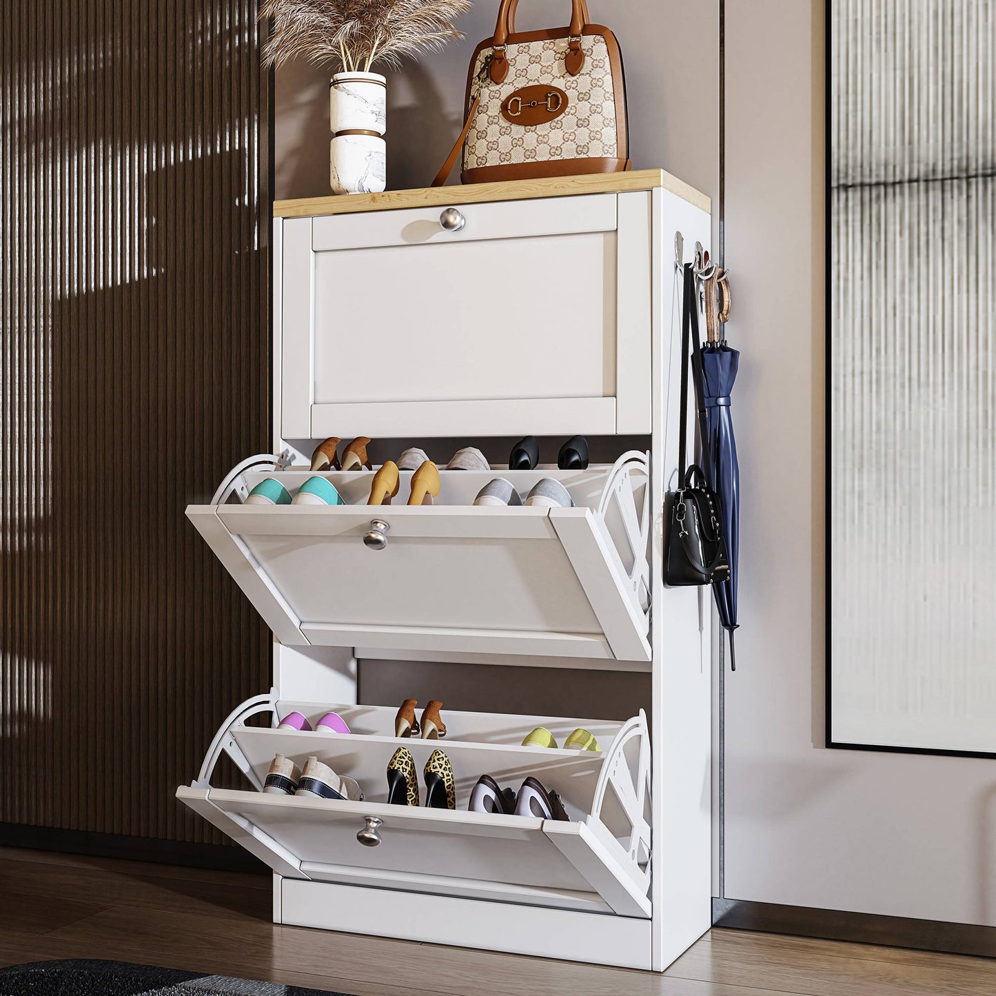 Shaker Shoe Cabinet For Hallway | Modern Shoe Storage Unit
