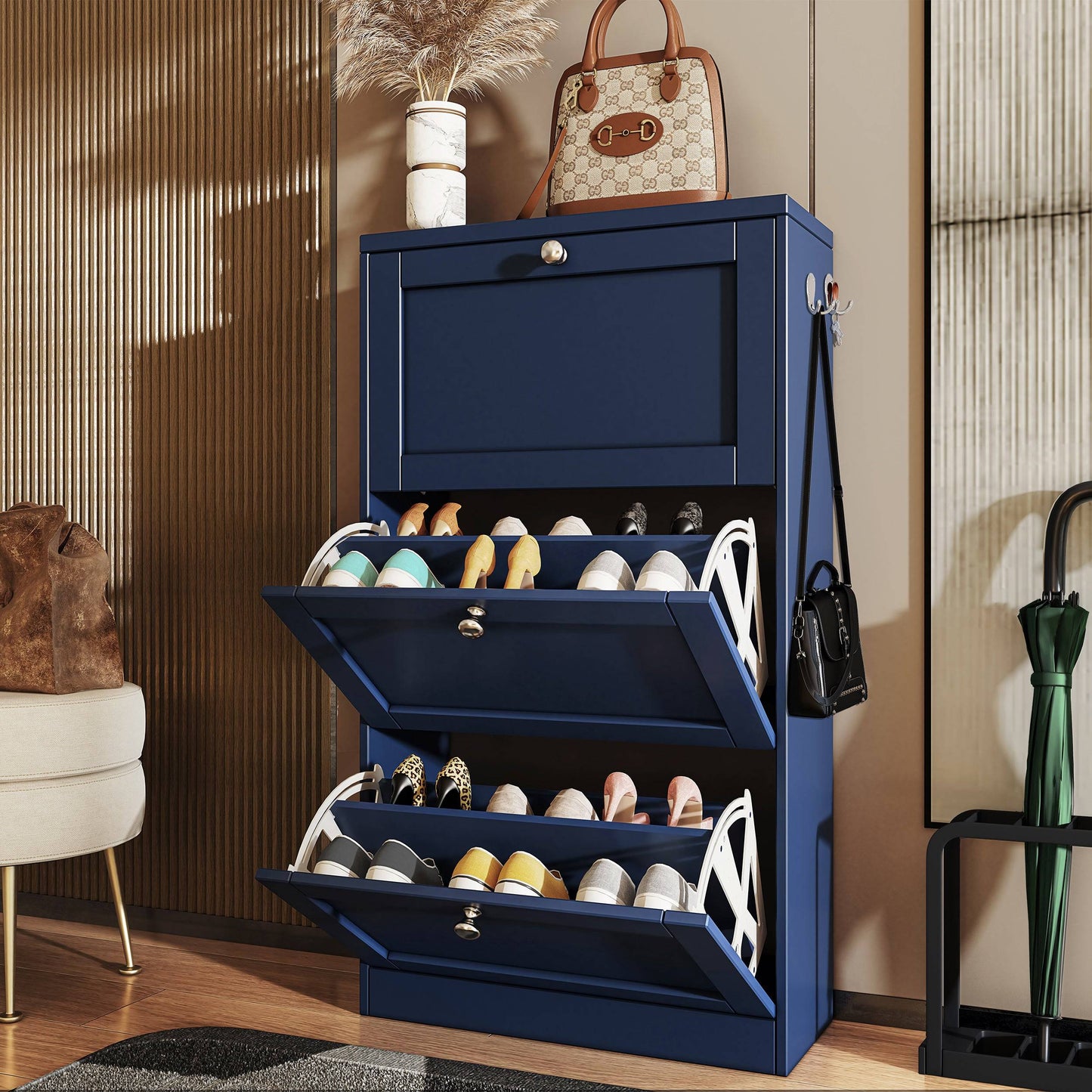 Shaker Shoe Cabinet For Hallway | Modern Shoe Storage Unit