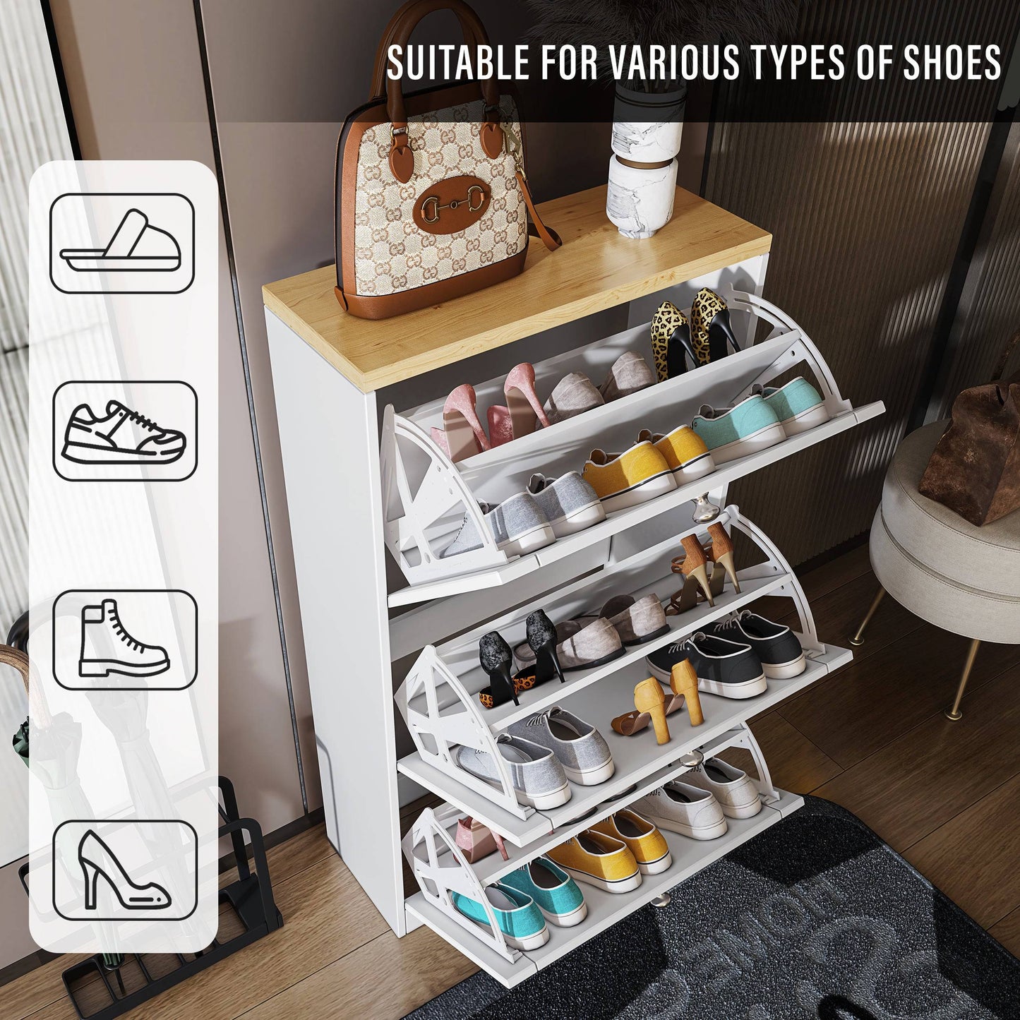 Shaker Shoe Cabinet For Hallway | Modern Shoe Storage Unit