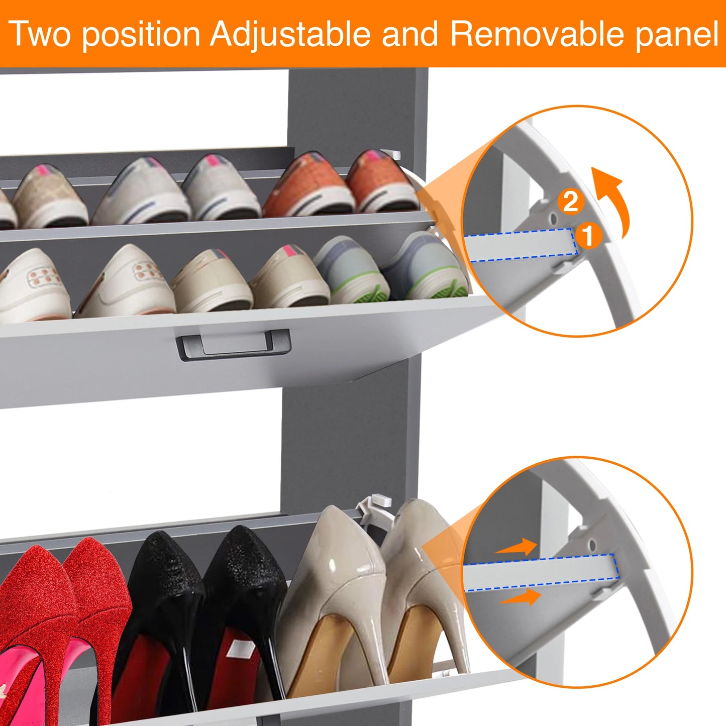 2 Door Slim Shoe Cabinet For Hallway | Small Shoe Storage
