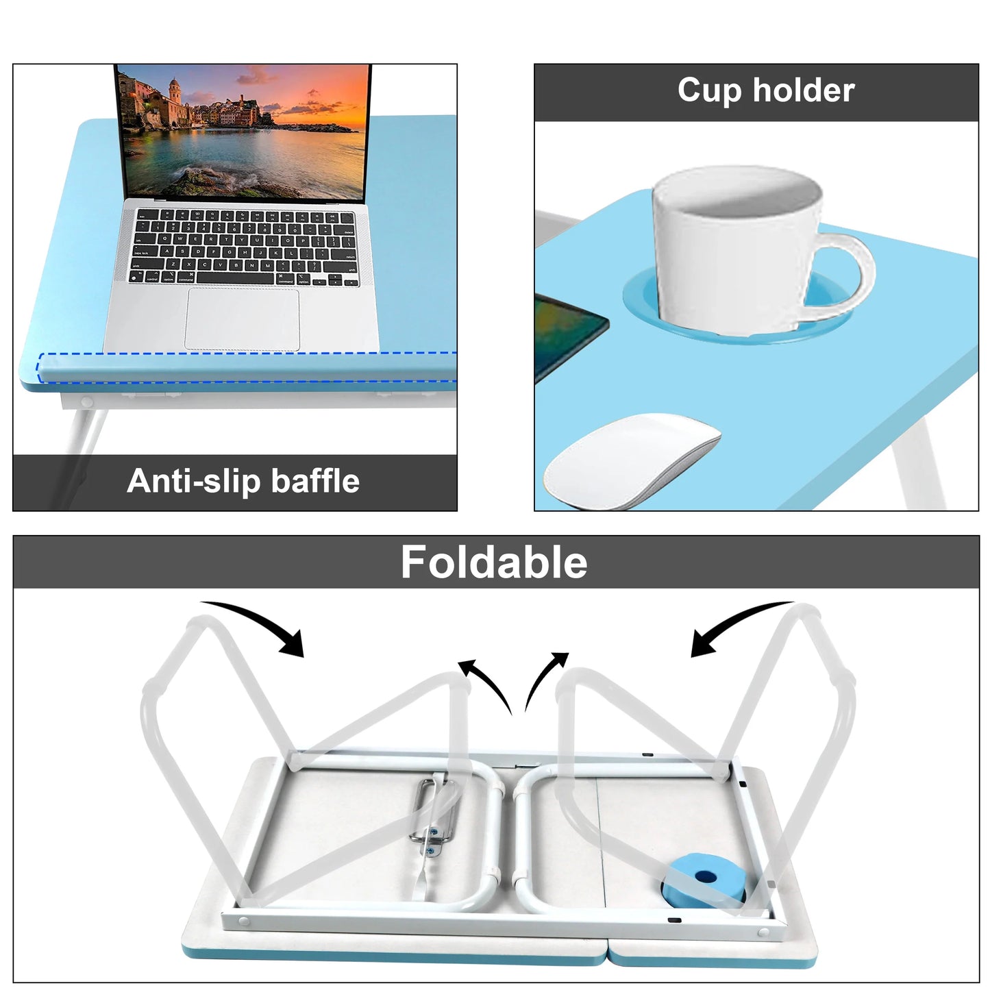 Portable Height Adjustable Laptop Table with Cup Holder