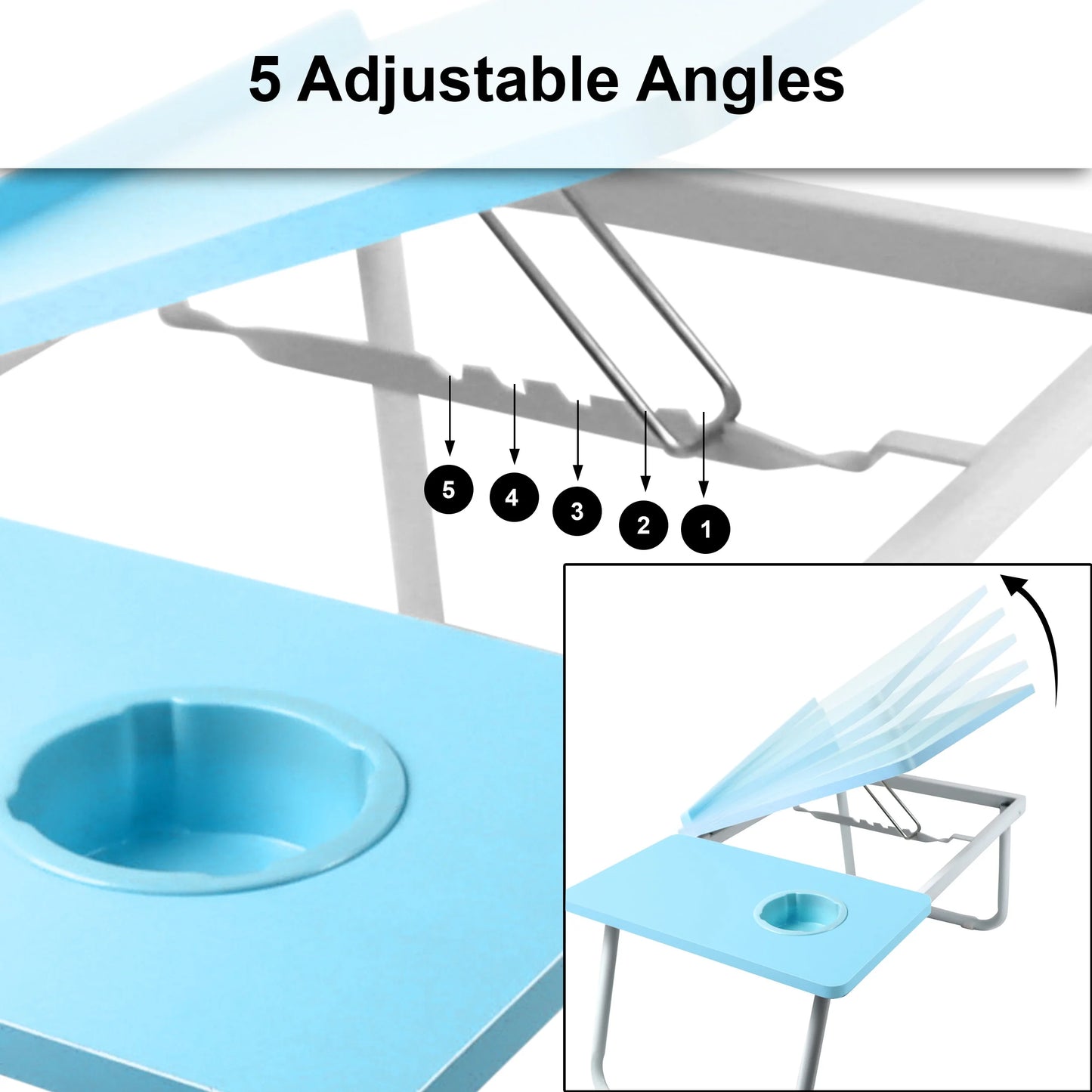 Portable Height Adjustable Laptop Table with Cup Holder