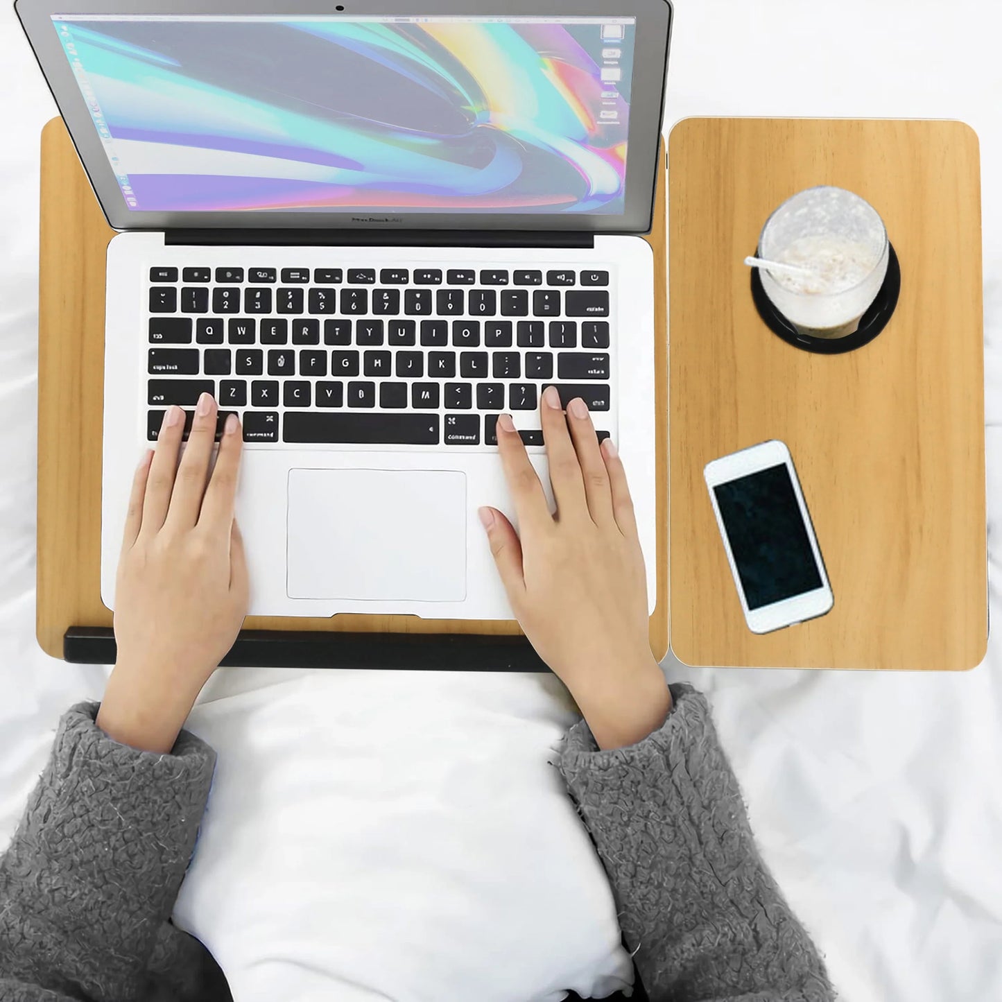 Portable Height Adjustable Laptop Table with Cup Holder