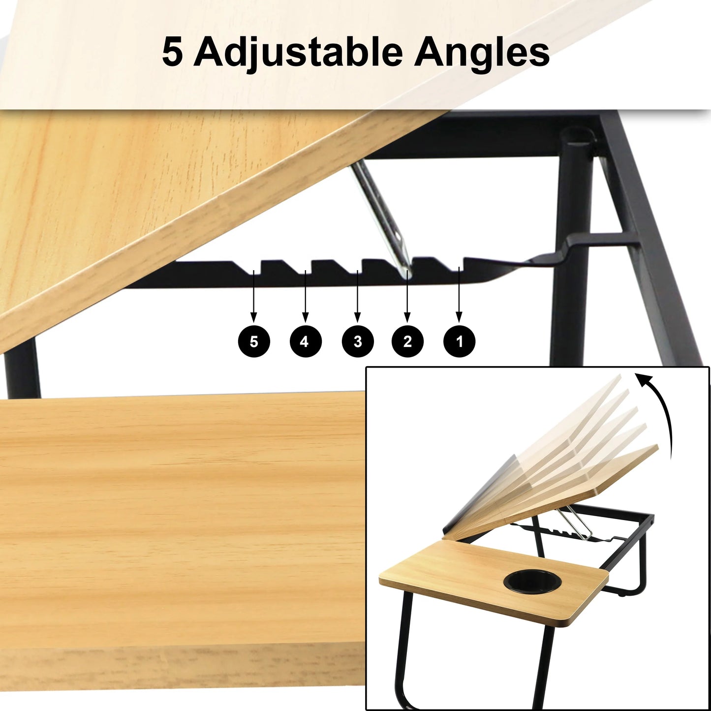 Portable Height Adjustable Laptop Table with Cup Holder