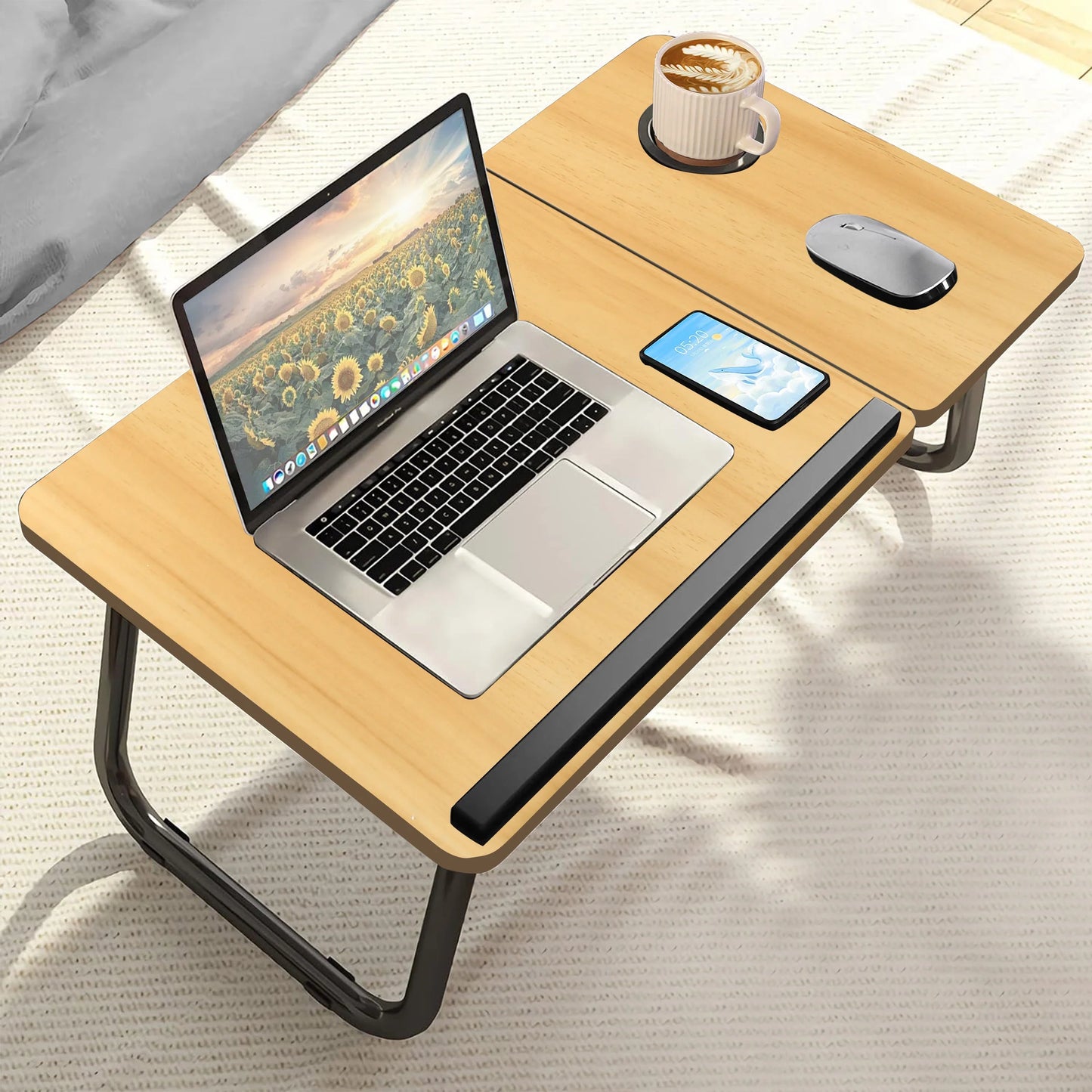 Portable Height Adjustable Laptop Table with Cup Holder