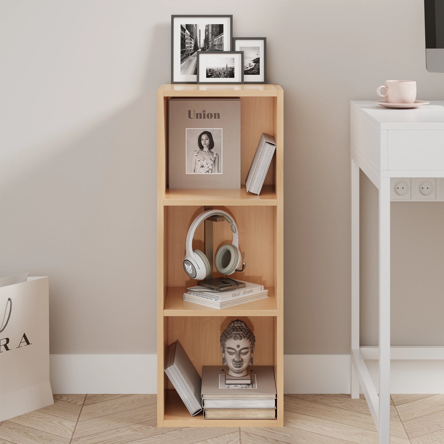 Bookcase Cube Storage Unit - Tall Narrow Bookshelf