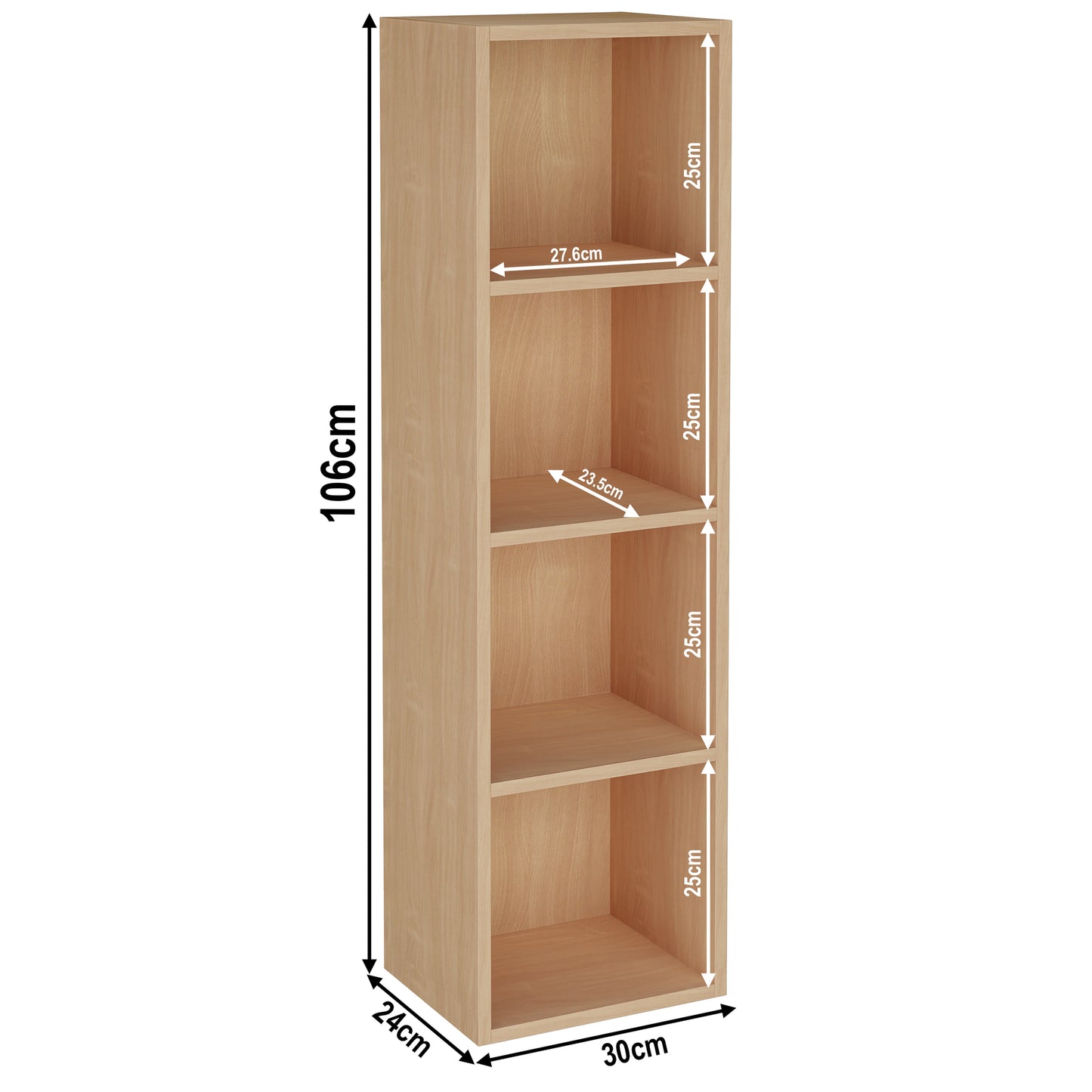 Bookcase Cube Storage Unit - Tall Narrow Bookshelf