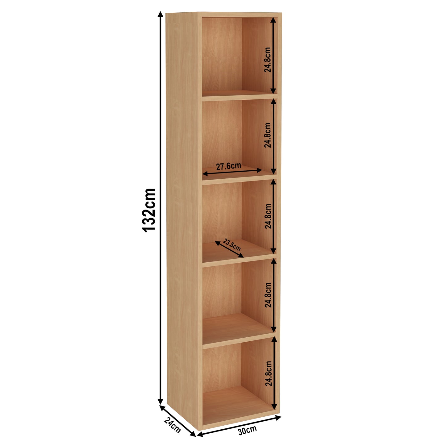 Bookcase Cube Storage Unit - Tall Narrow Bookshelf