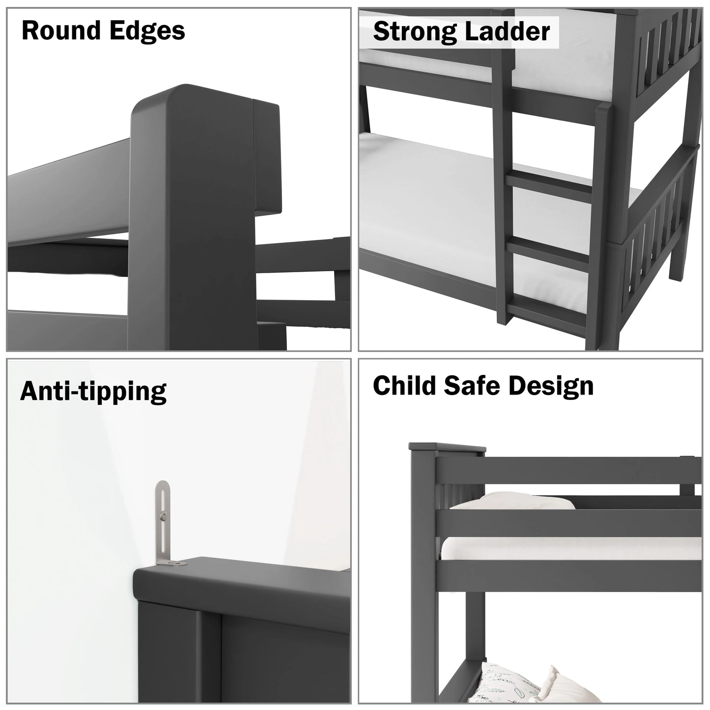 Solid Wood Detachable Double Bunk Bed