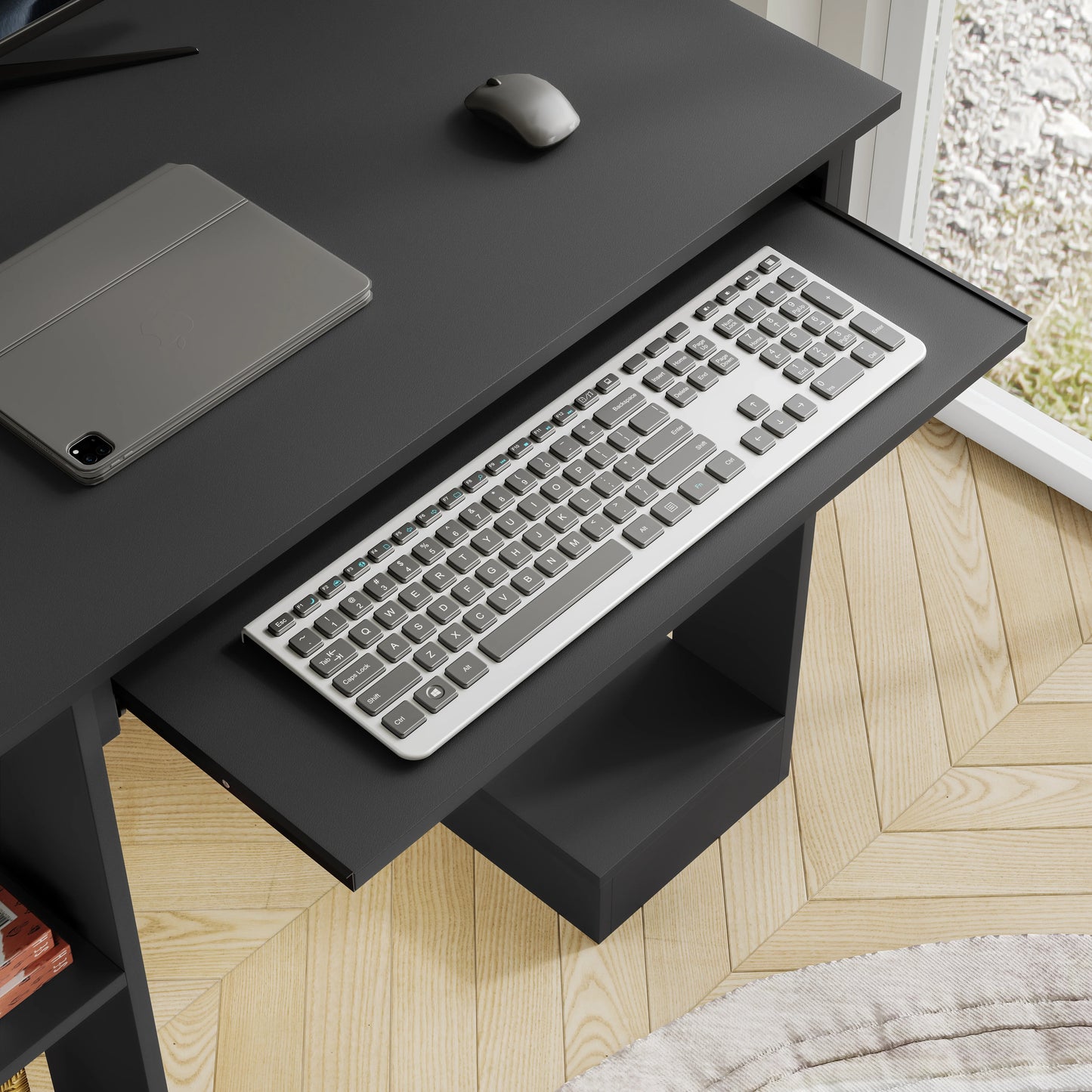 Home Office Computer Desk With Shelves For Working, Reading & Gaming