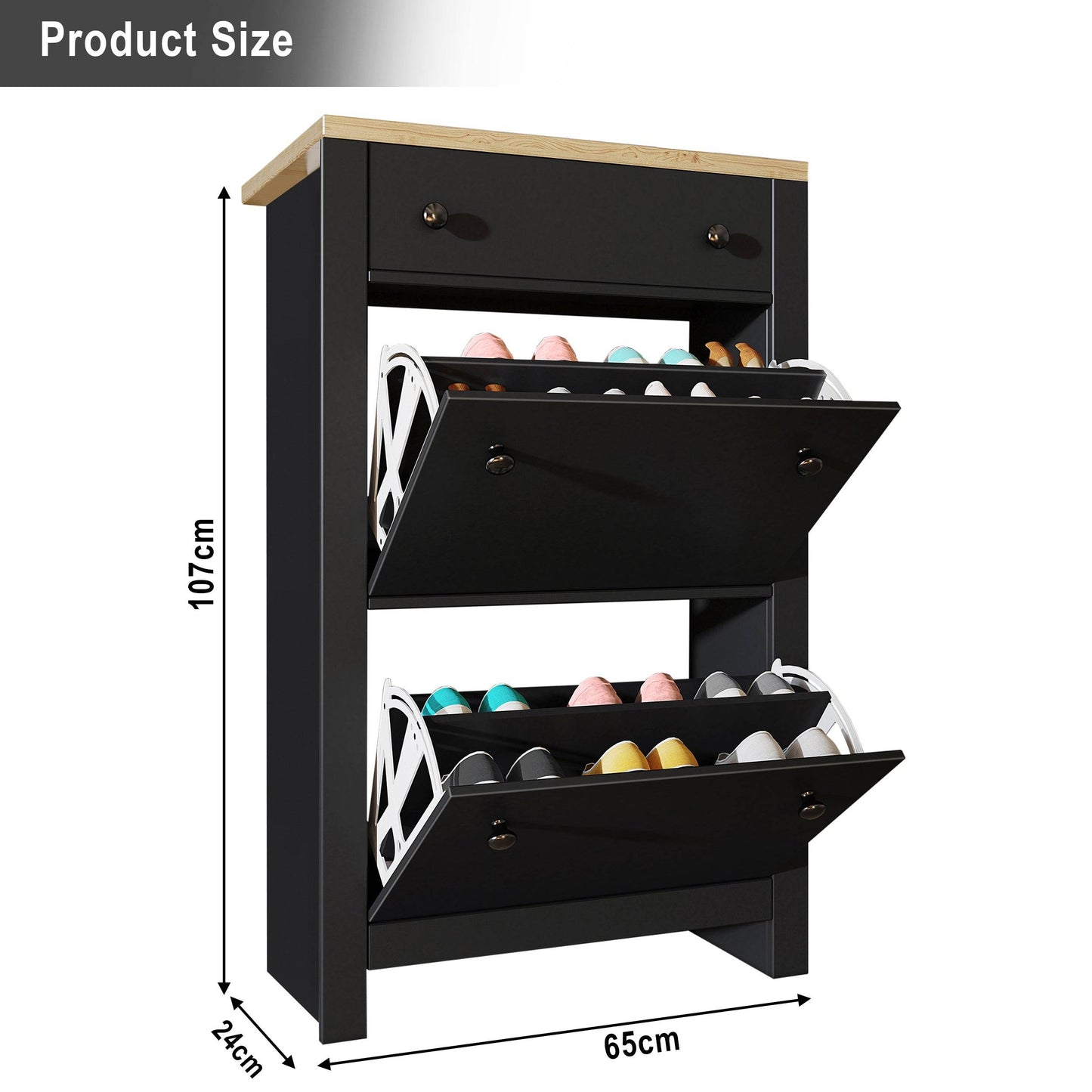 Modern Shoe Cabinet With Drawers | 2 Door Shoe Storage
