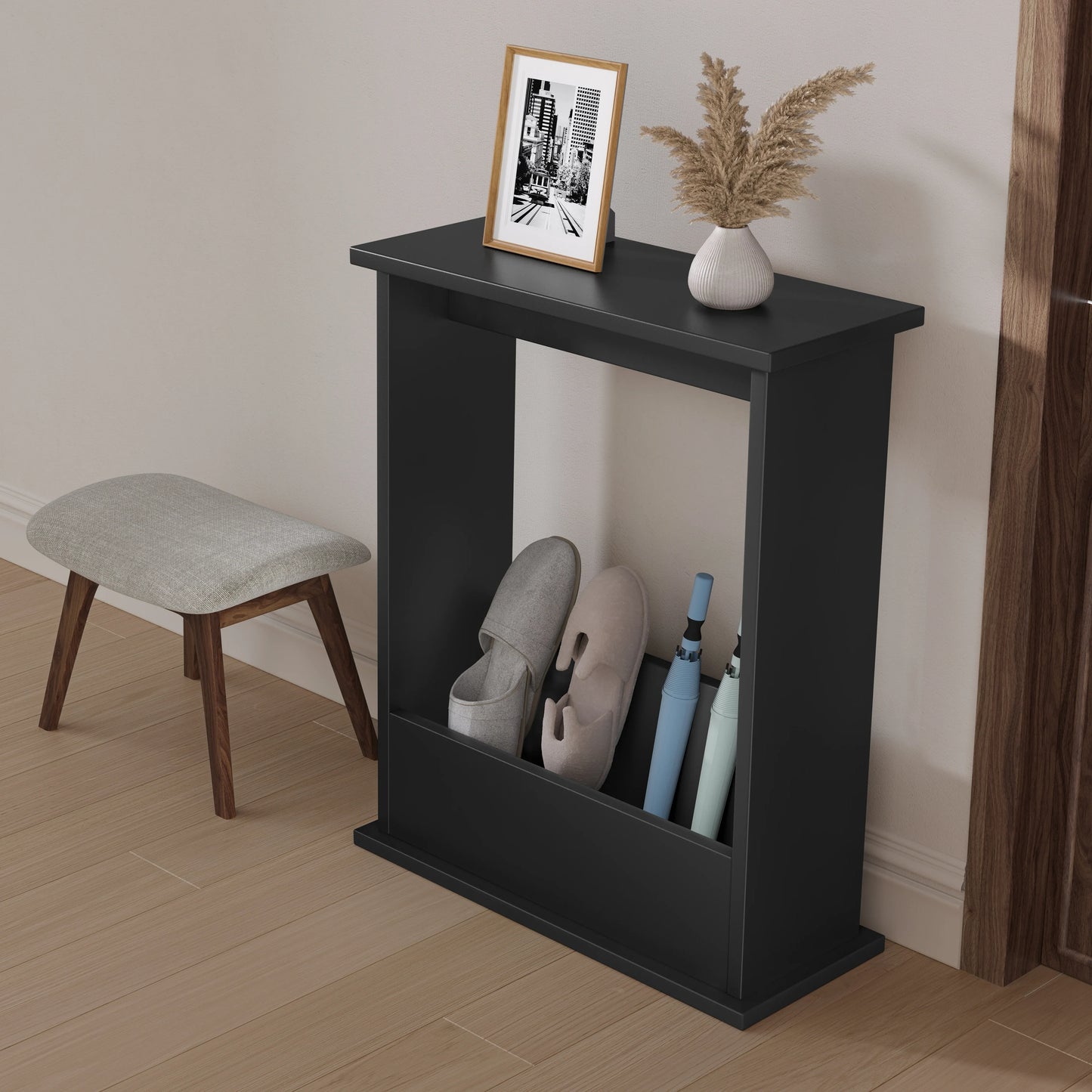 Small Narrow Side Table with Storage - Slim Sofa End Table