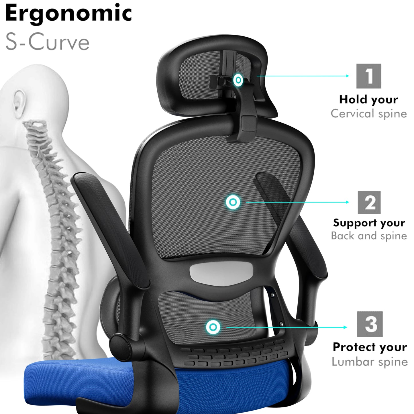 Home Office Chair - Ergonomic Computer Chair with Headrest