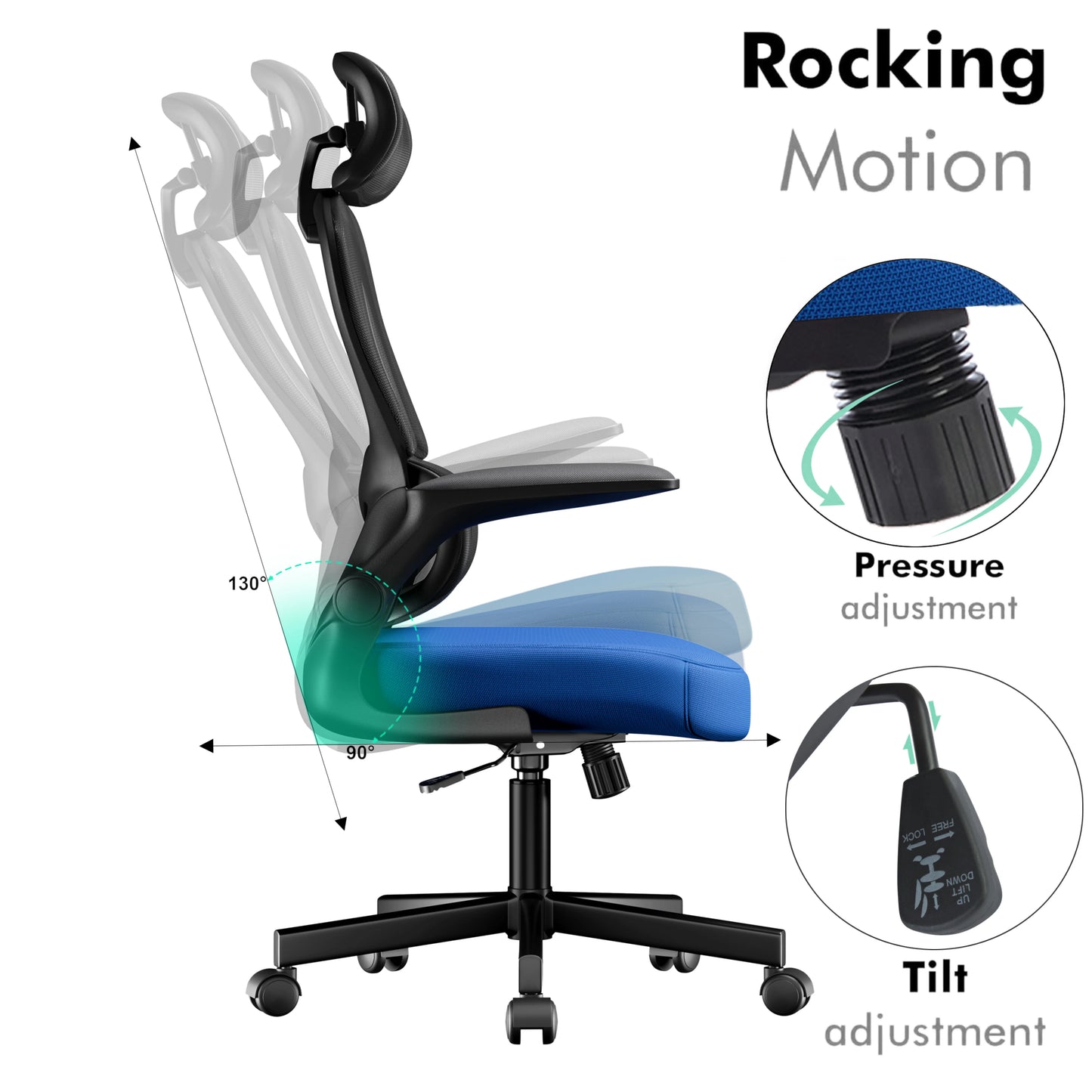 Home Office Chair - Ergonomic Computer Chair with Headrest