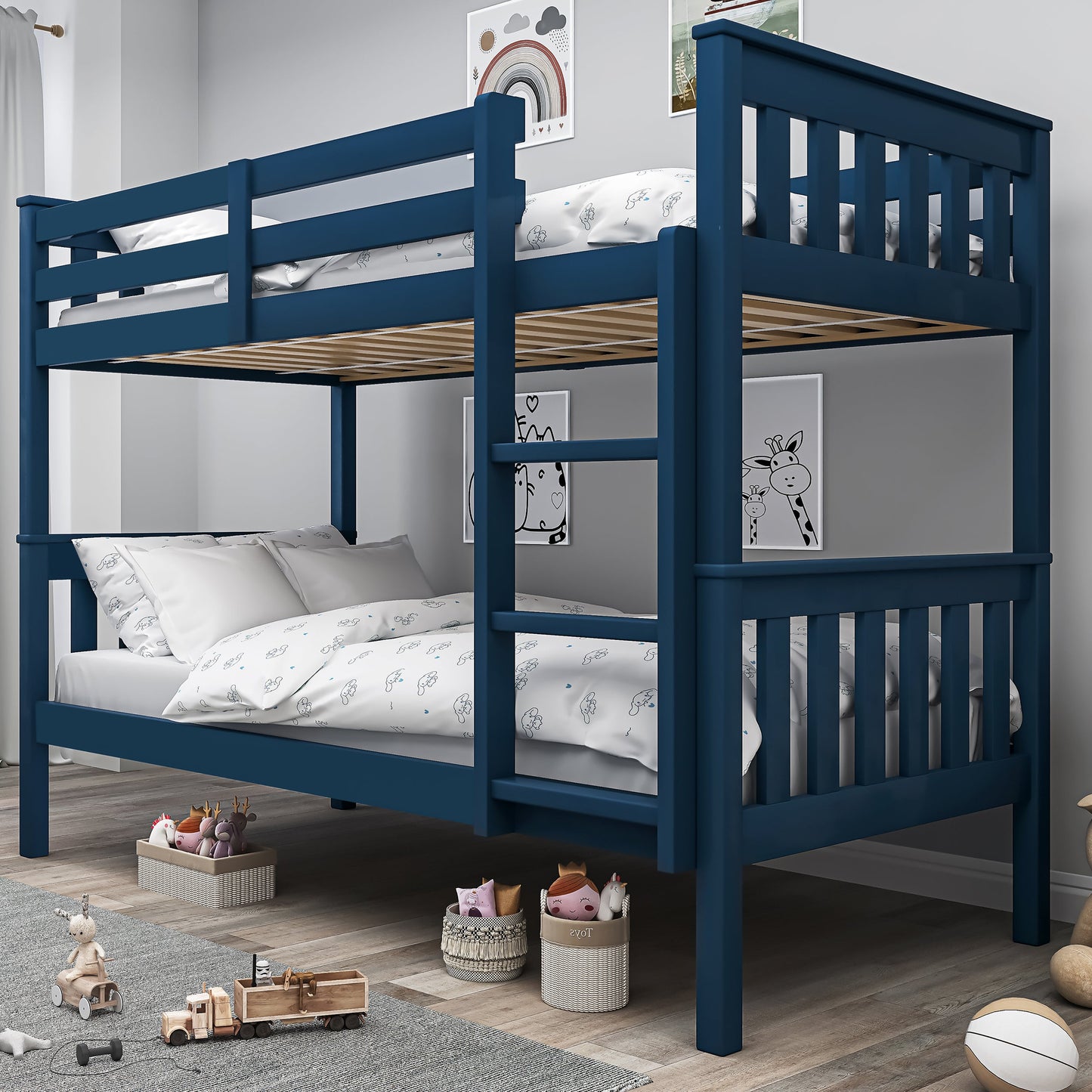 Solid Wood Detachable Double Bunk Bed
