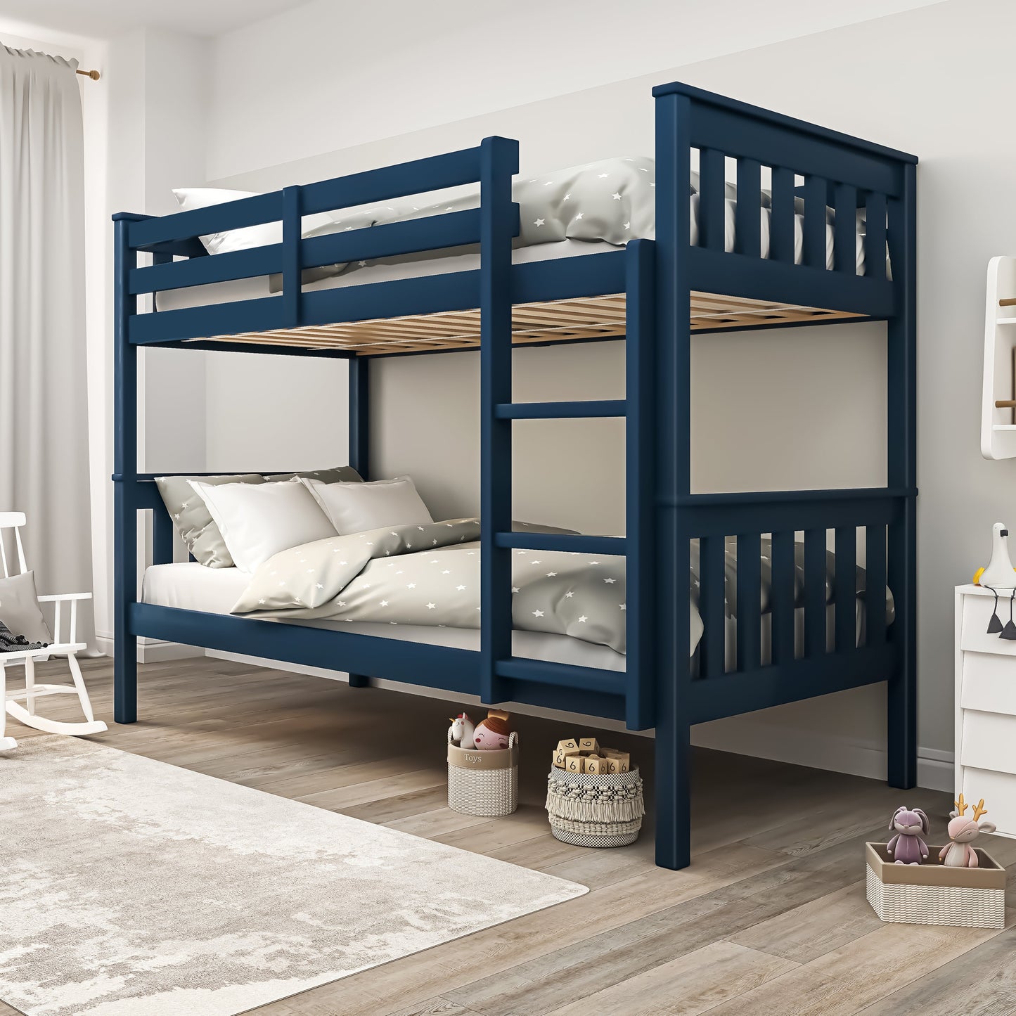 Solid Wood Detachable Double Bunk Bed