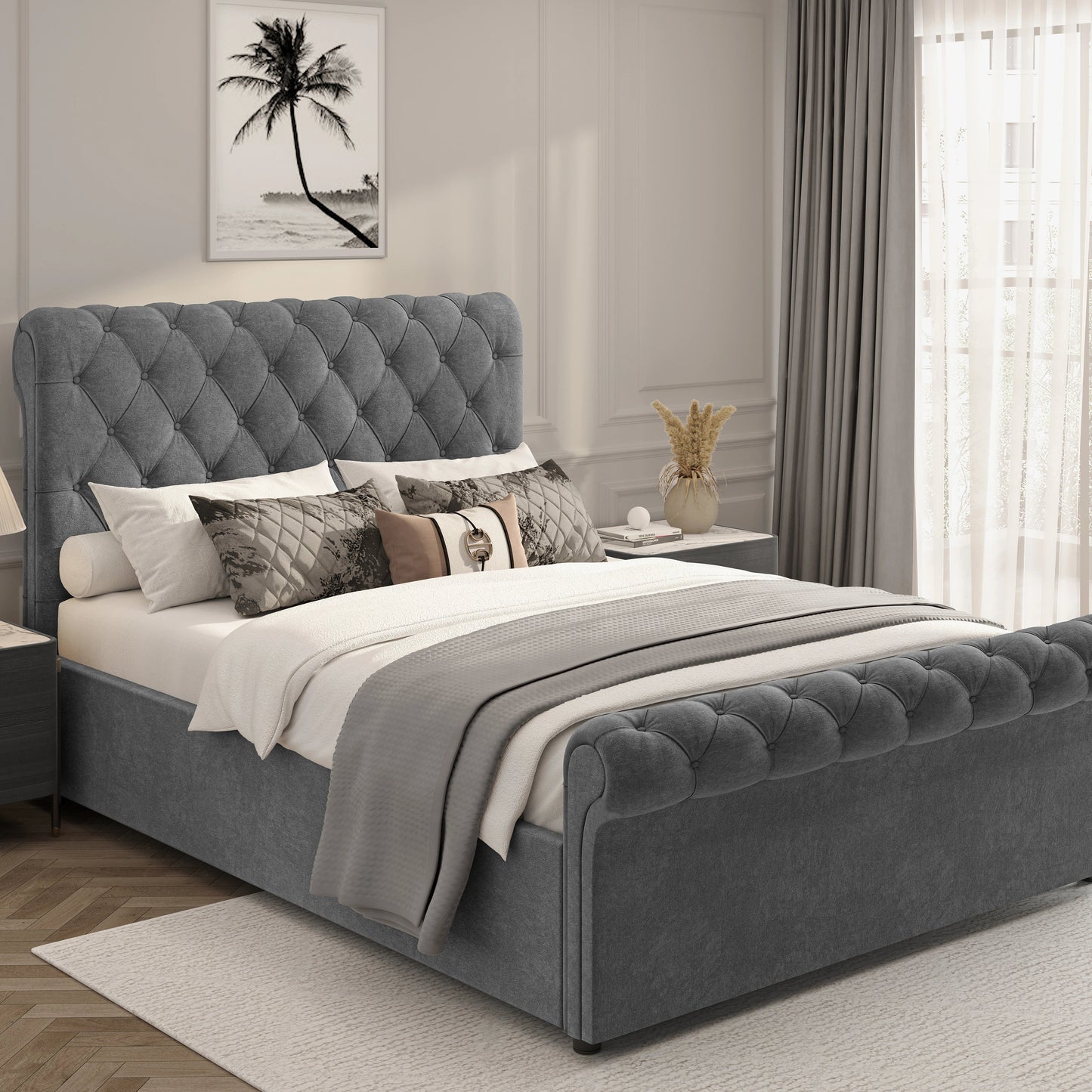 Chesterfield Ottoman Storage Bed - Side Lift Ottoman Bed Frame