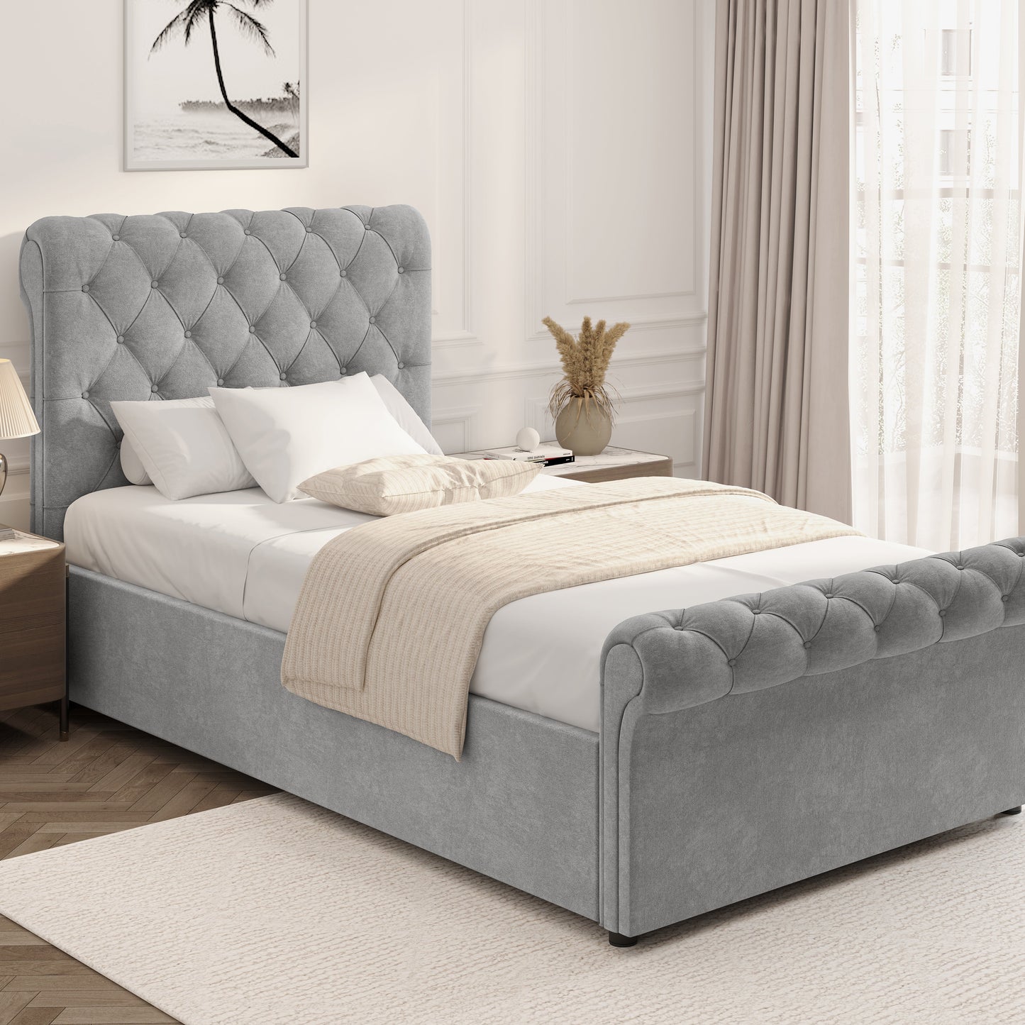 Chesterfield Ottoman Storage Bed - Side Lift Ottoman Bed Frame