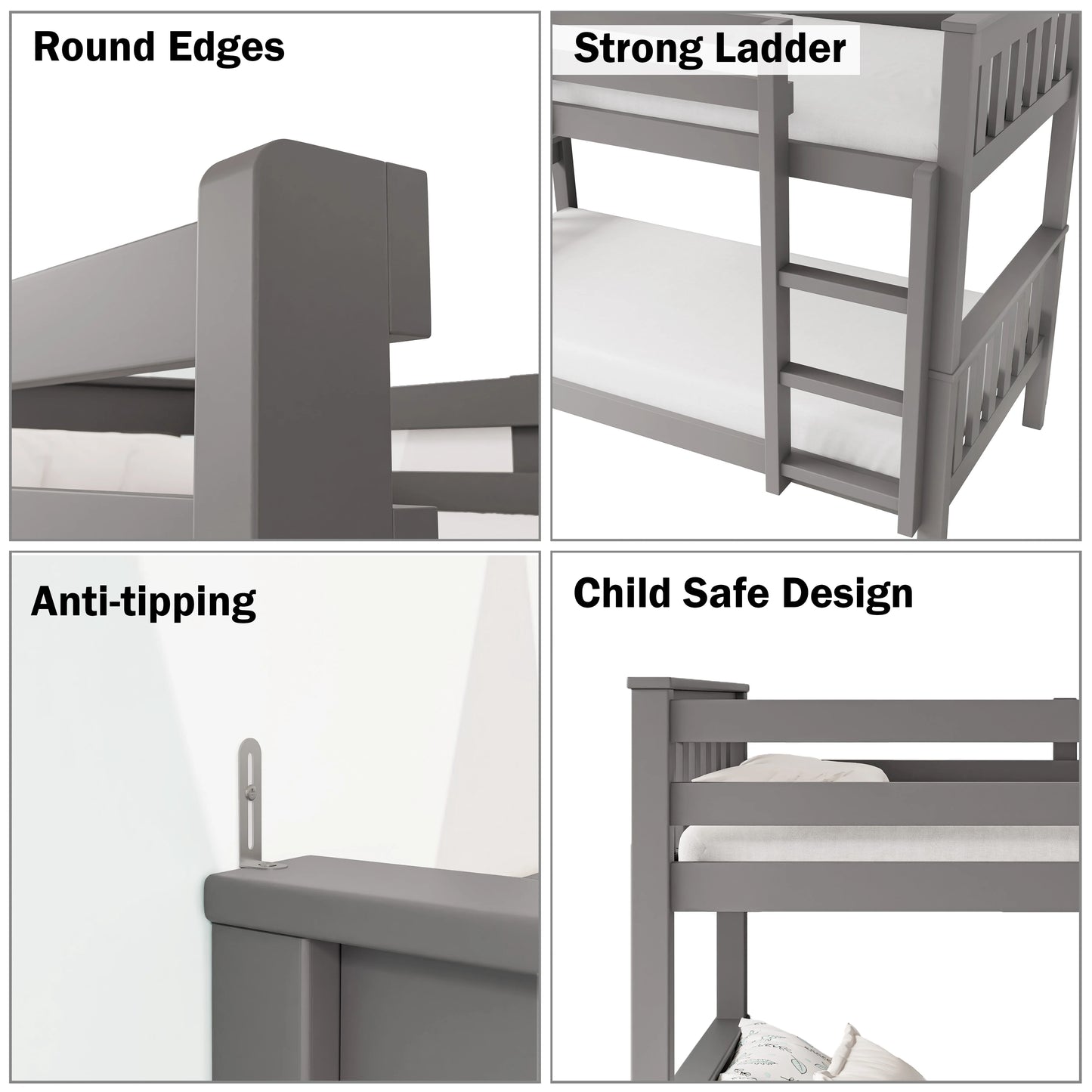 Solid Wood Detachable Double Bunk Bed