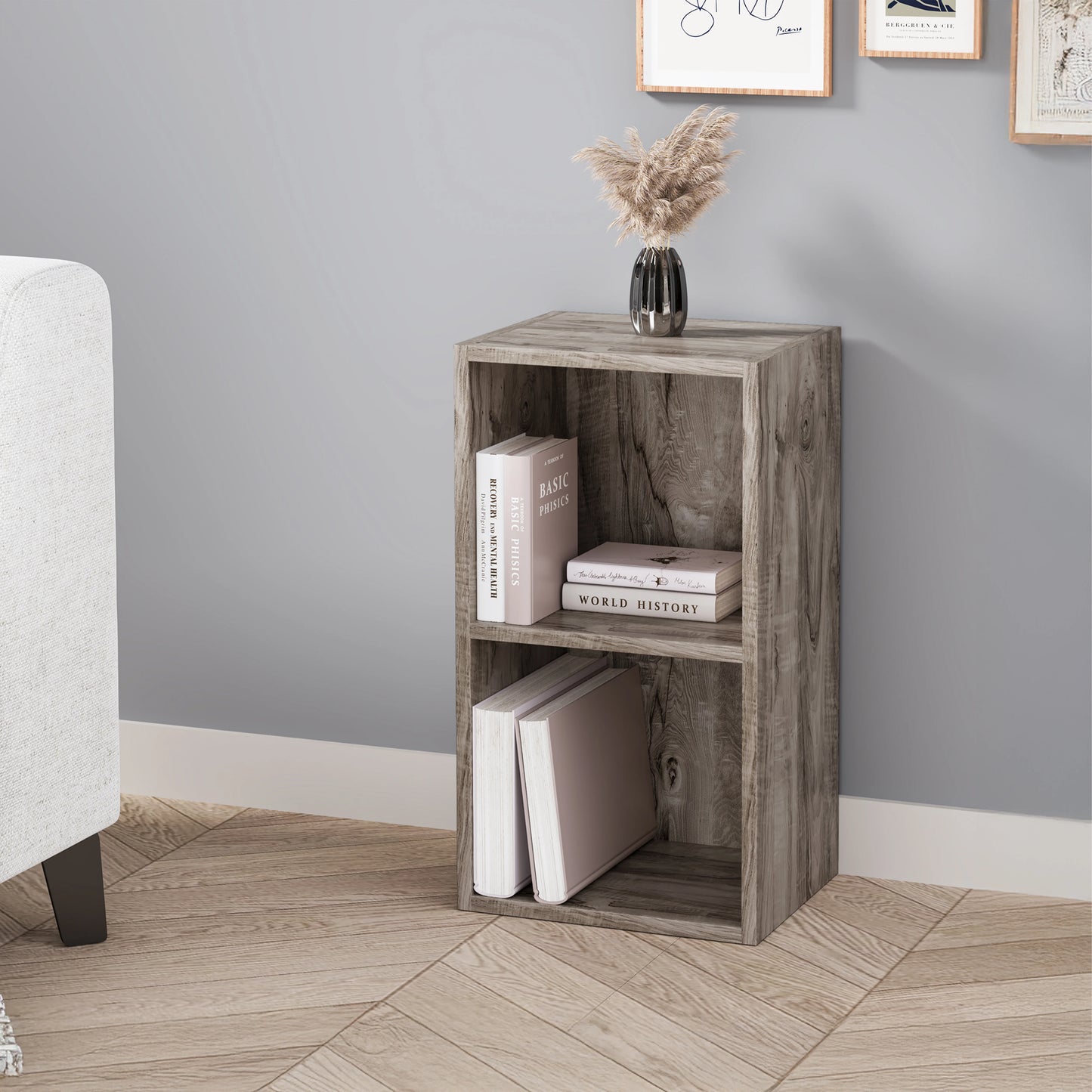Bookcase Cube Storage Unit - Tall Narrow Bookshelf