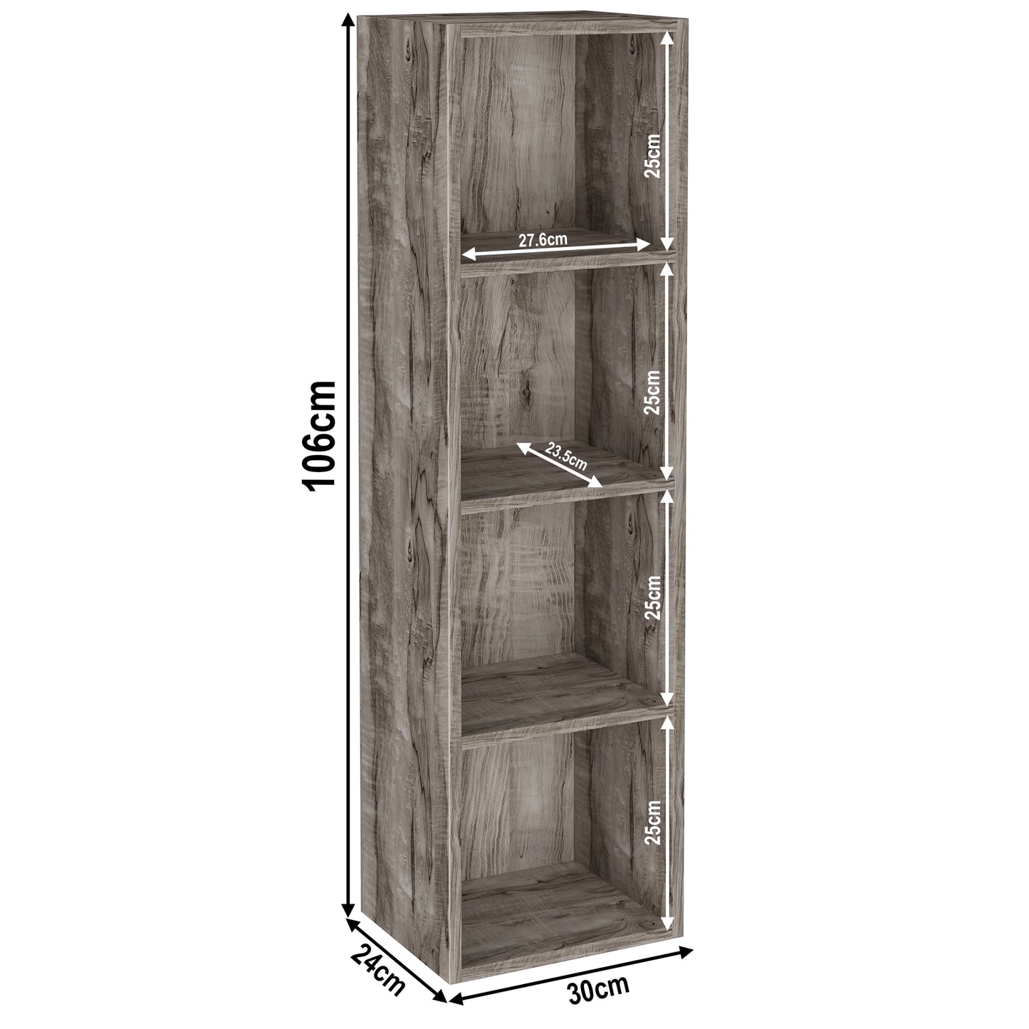 Bookcase Cube Storage Unit - Tall Narrow Bookshelf