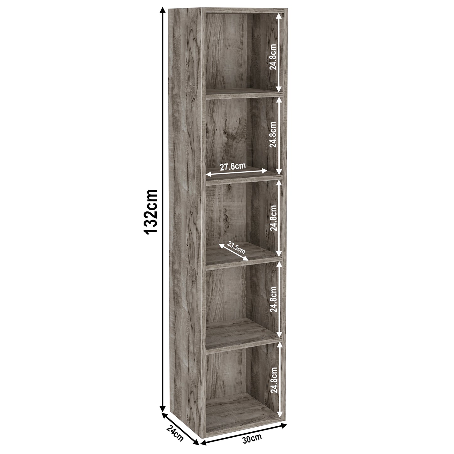 Bookcase Cube Storage Unit - Tall Narrow Bookshelf