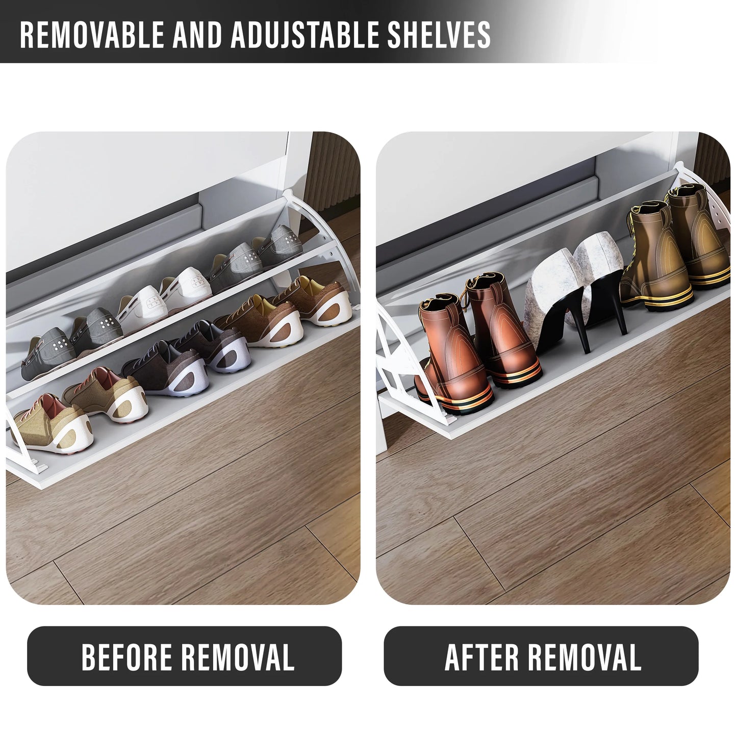 Shoe Cabinet With Drawer | 2 Door Slim Shoe Storage Unit