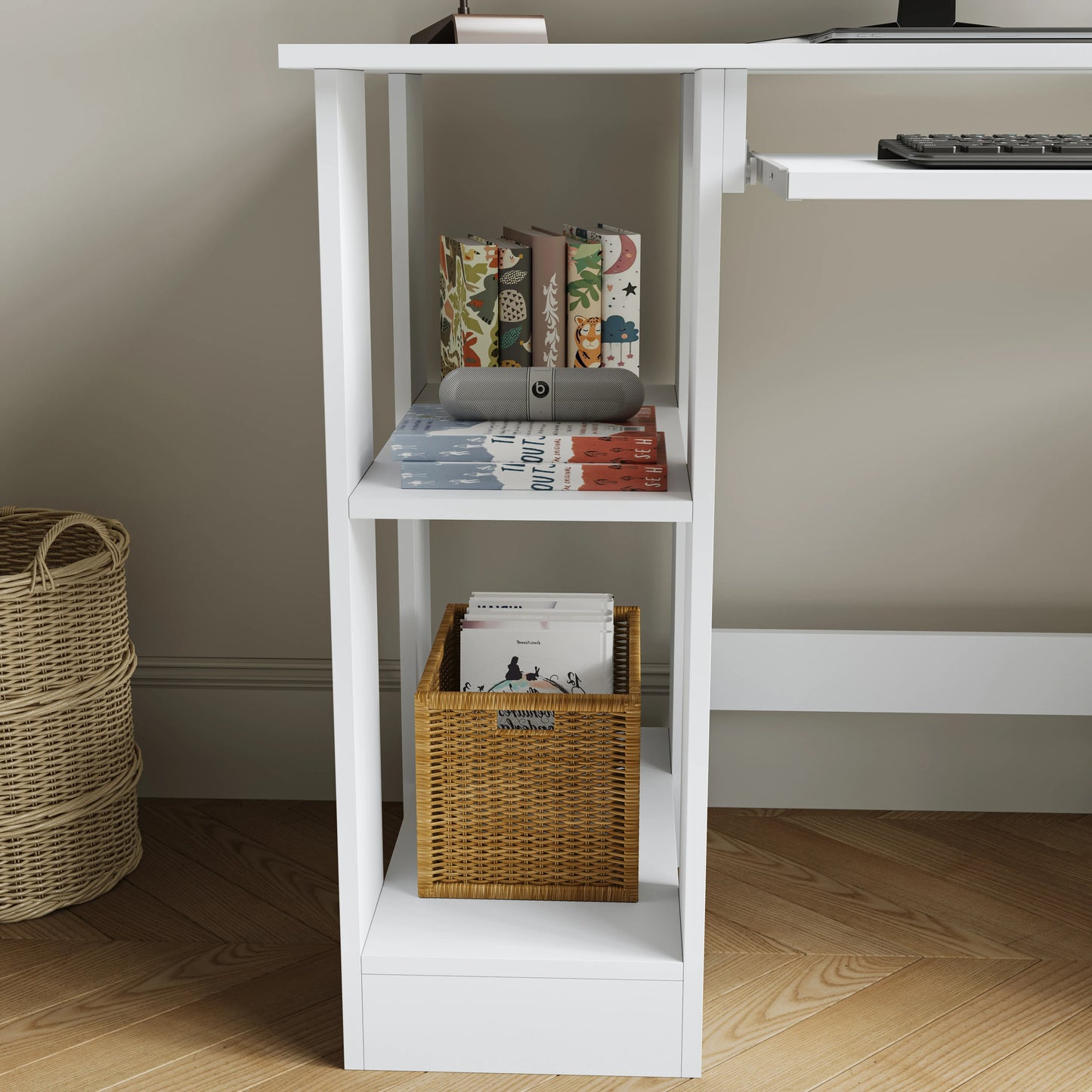 Home Office Computer Desk With Shelves For Working, Reading & Gaming