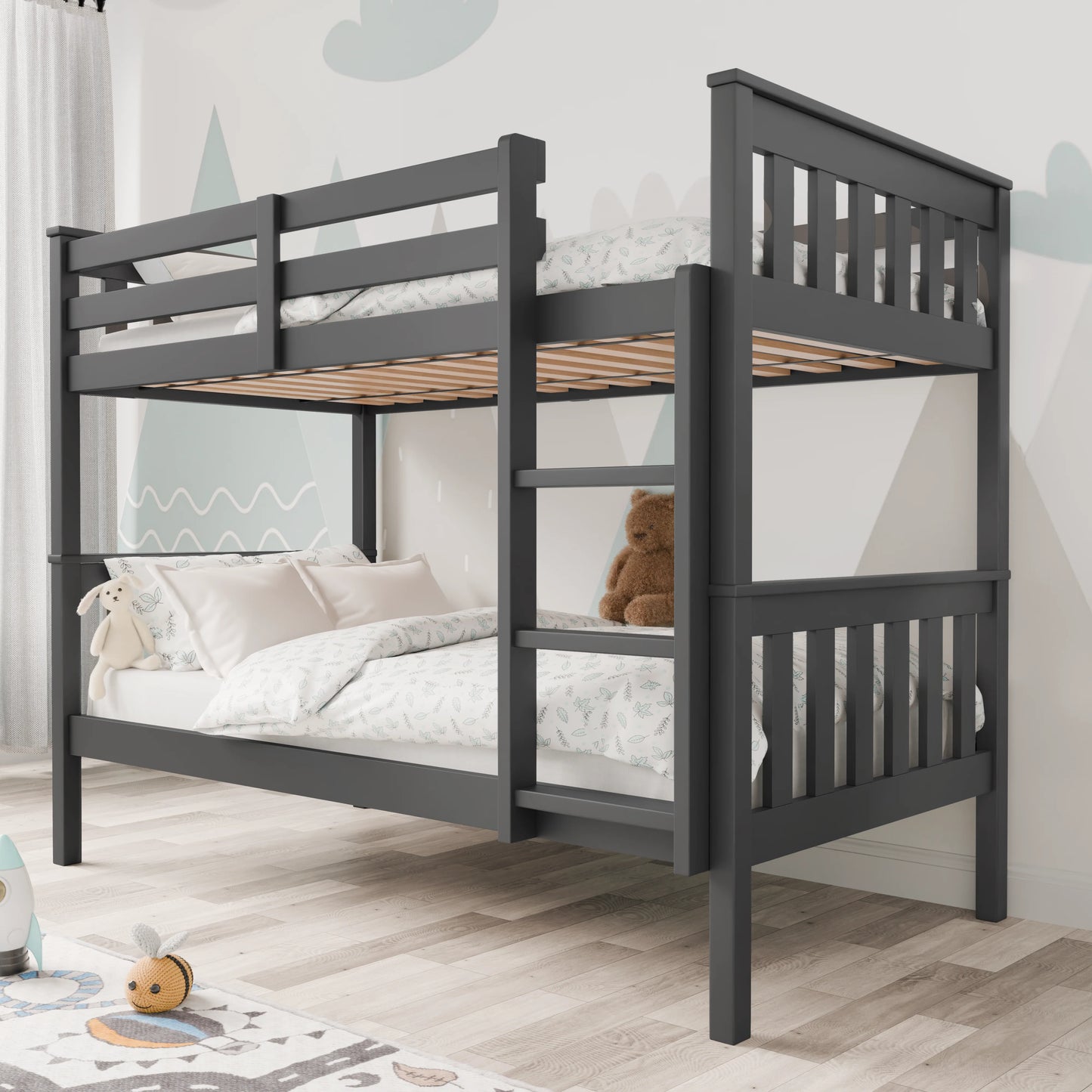 Solid Wood Detachable Double Bunk Bed