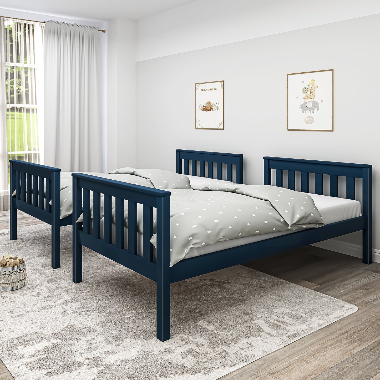 Solid Wood Detachable Double Bunk Bed
