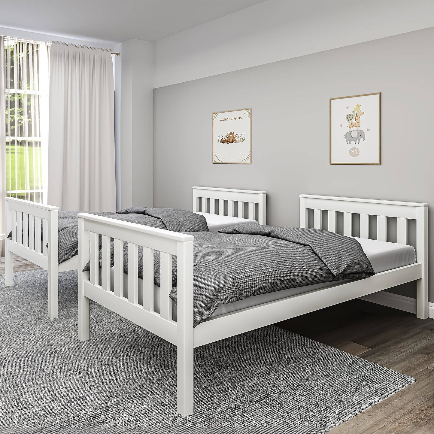 Solid Wood Detachable Double Bunk Bed