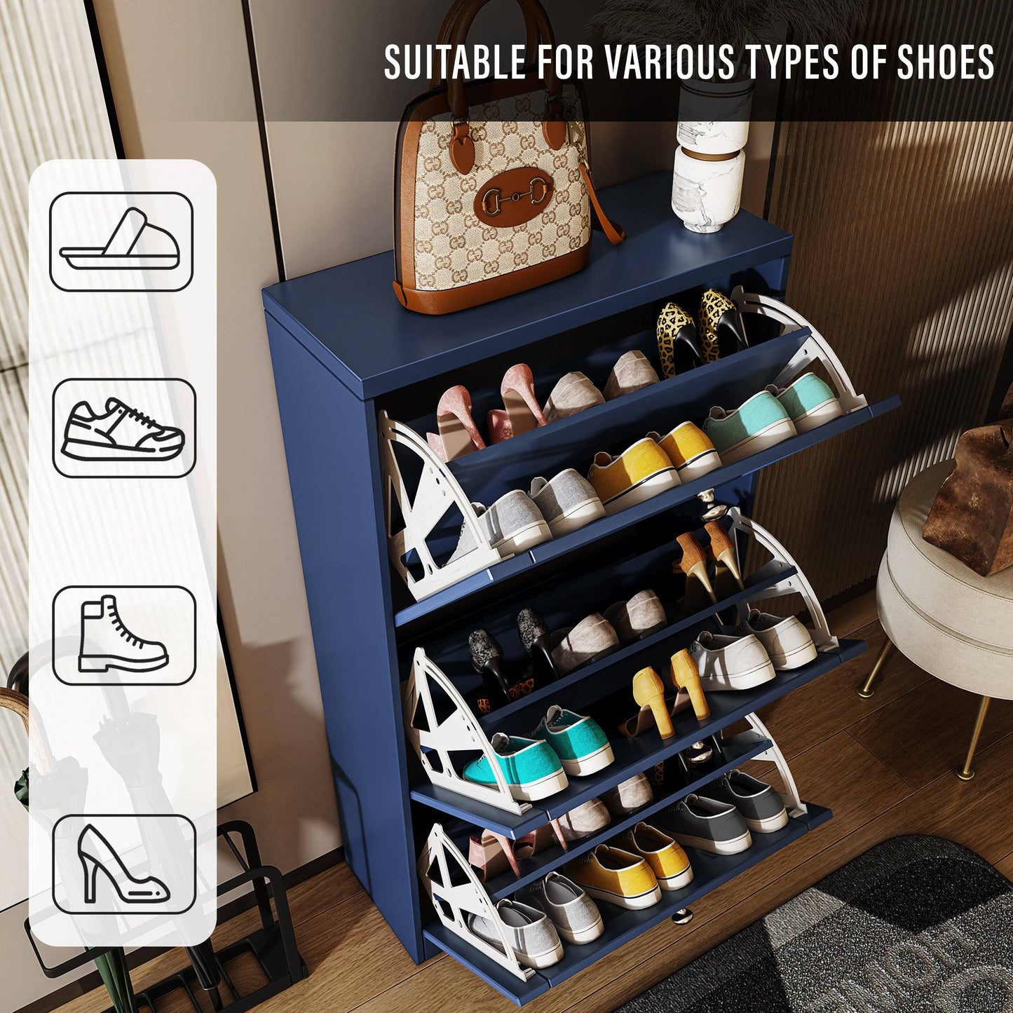 Shaker Shoe Cabinet For Hallway | Modern Shoe Storage Unit
