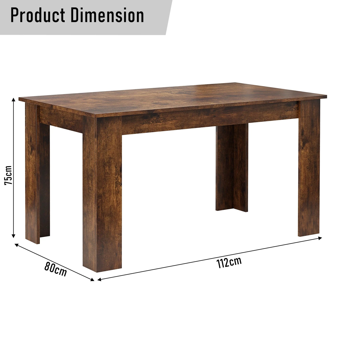 Rustic Finish 4-6 Seater Dining Table and Chairs Set