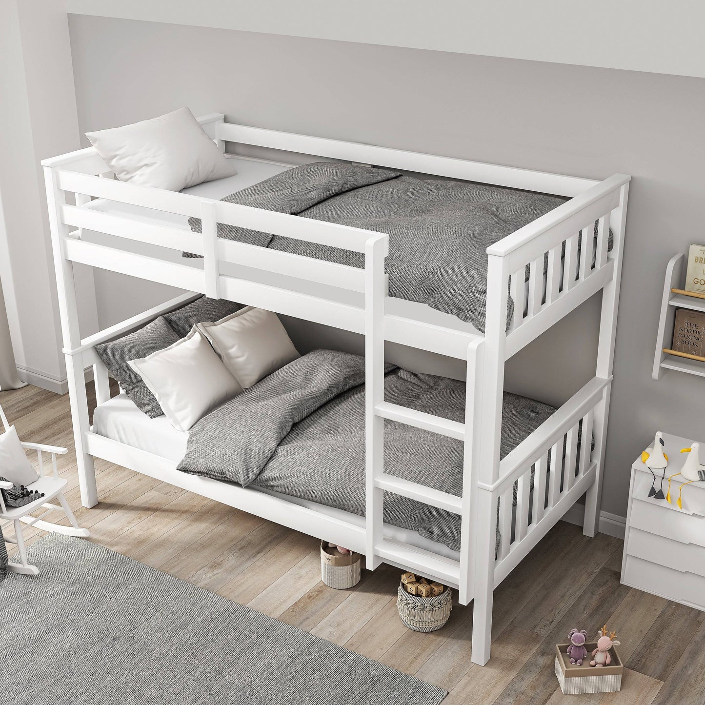 Solid Wood Detachable Double Bunk Bed