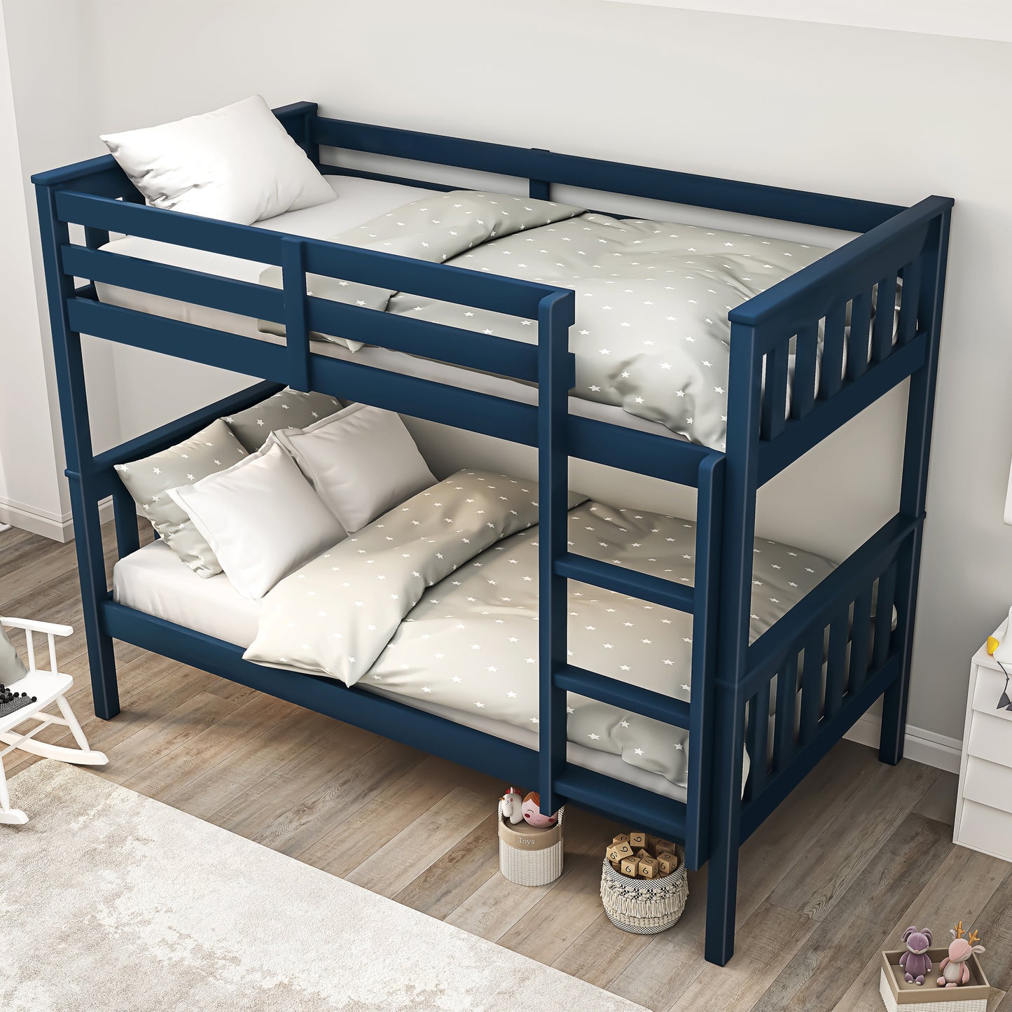 Solid Wood Detachable Double Bunk Bed