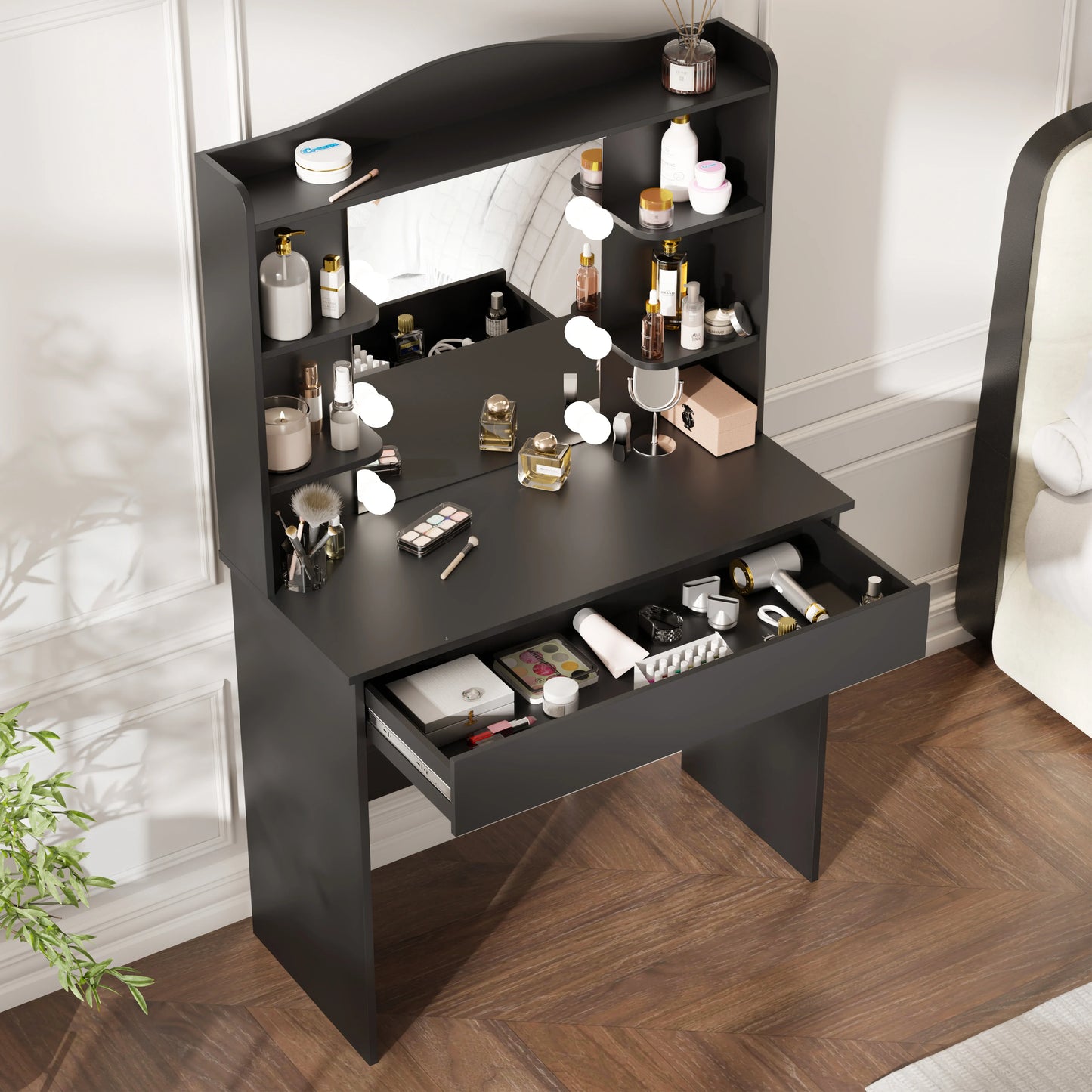 Dressing Table With Mirror & Led Lights - Makeup Vanity Desk