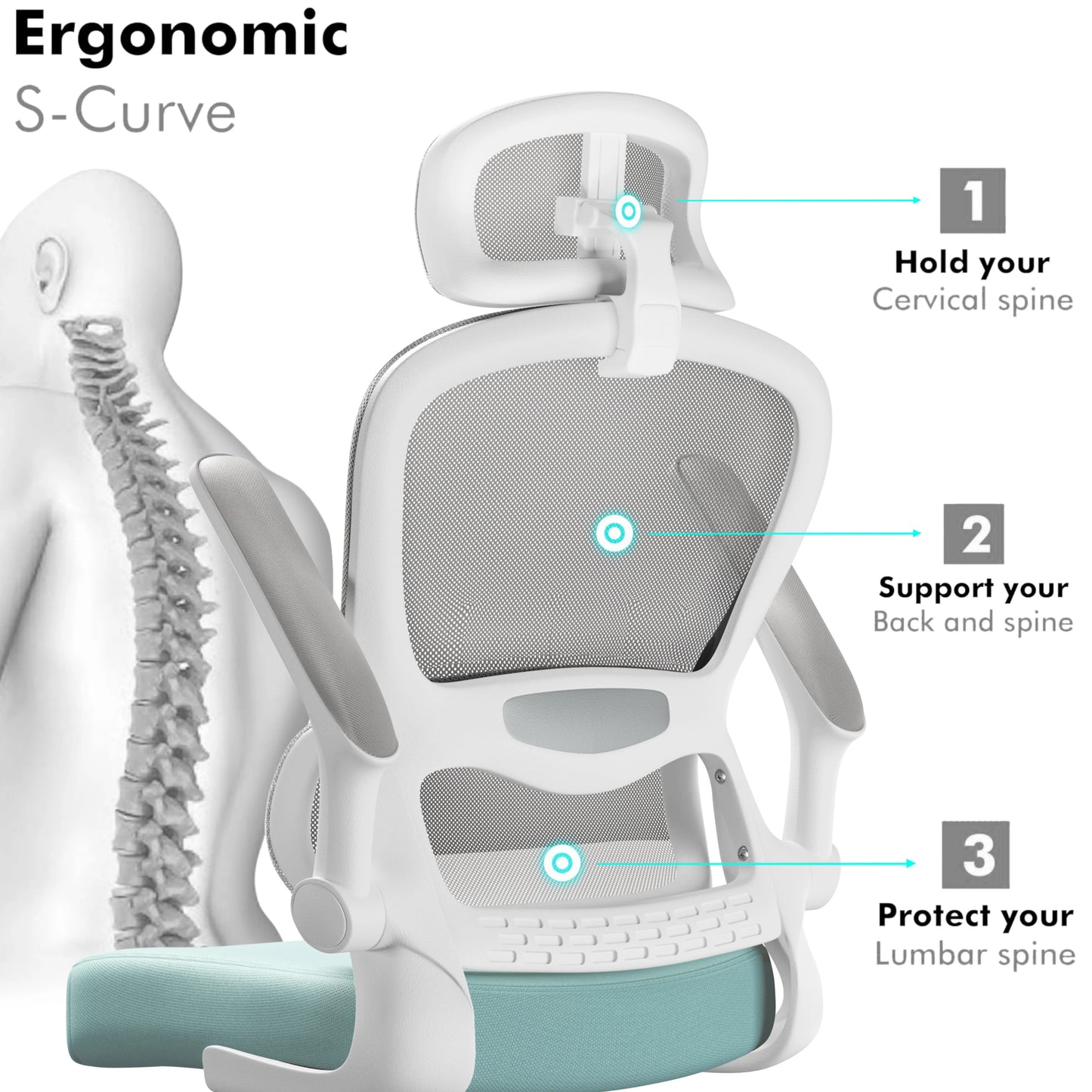 Home Office Chair - Ergonomic Computer Chair with Headrest