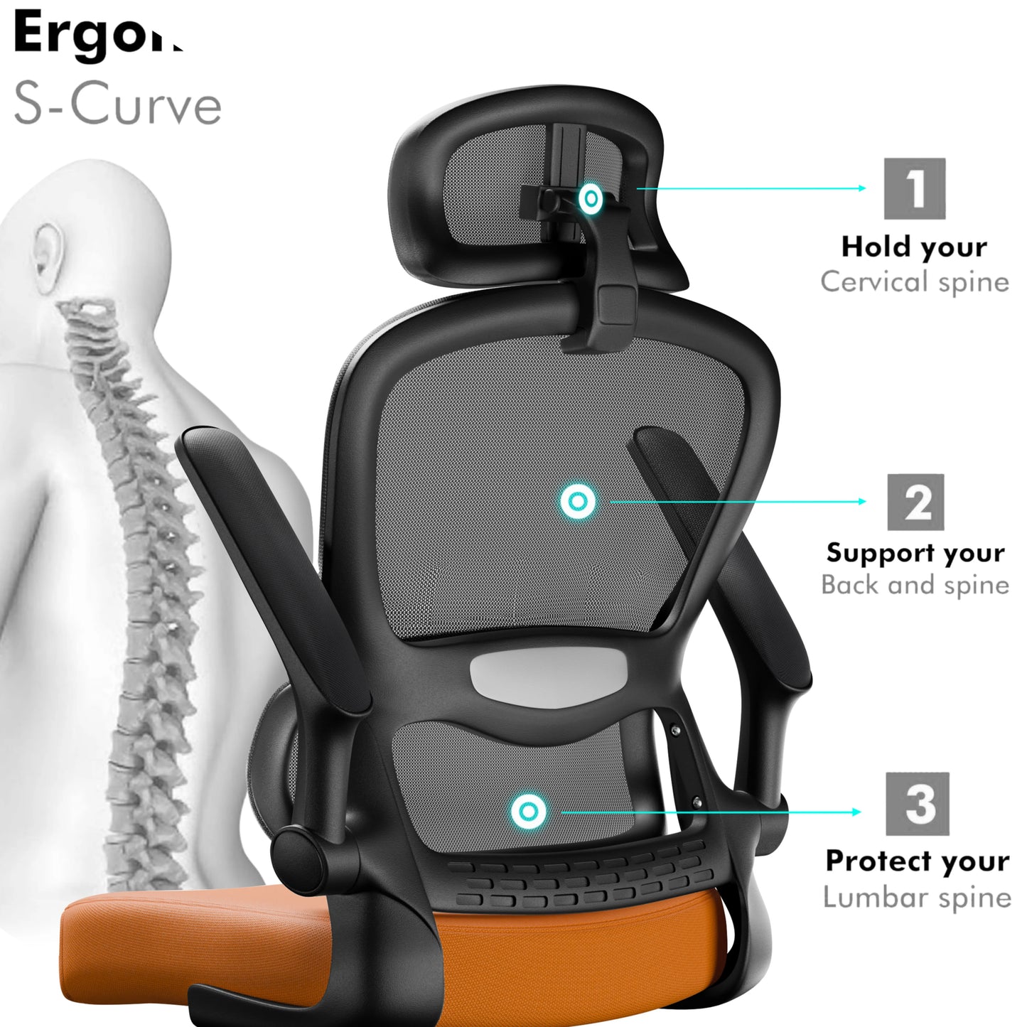 Home Office Chair - Ergonomic Computer Chair with Headrest