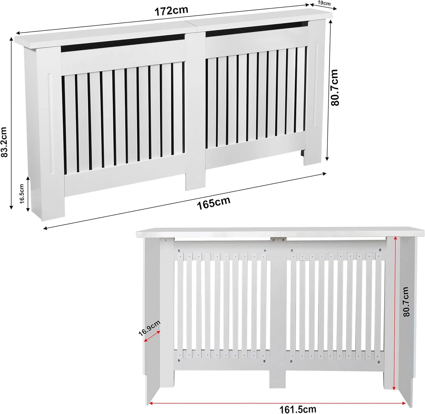 Chelsea White Radiator Cover, Vertical Wooden Slats