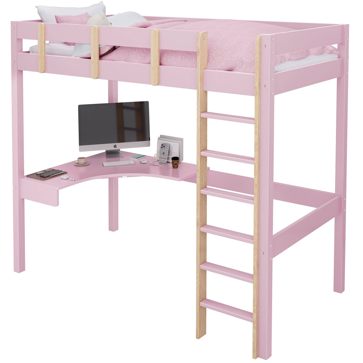 Bunk Bed With Desk - High Sleeper Loft Bed Frame For Kids