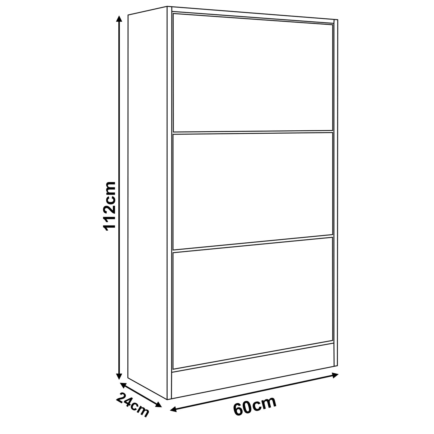 High Gloss 3 Door Shoe Cabinet | Slim Shoe Storage