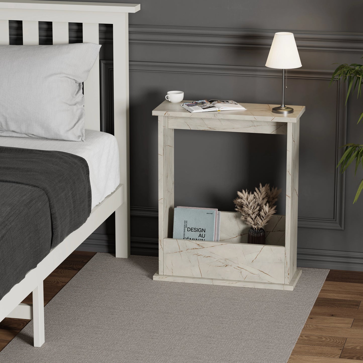 Small Narrow Side Table with Storage - Slim Sofa End Table