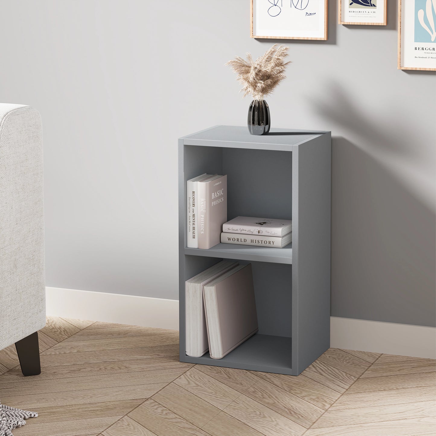 Bookcase Cube Storage Unit - Tall Narrow Bookshelf