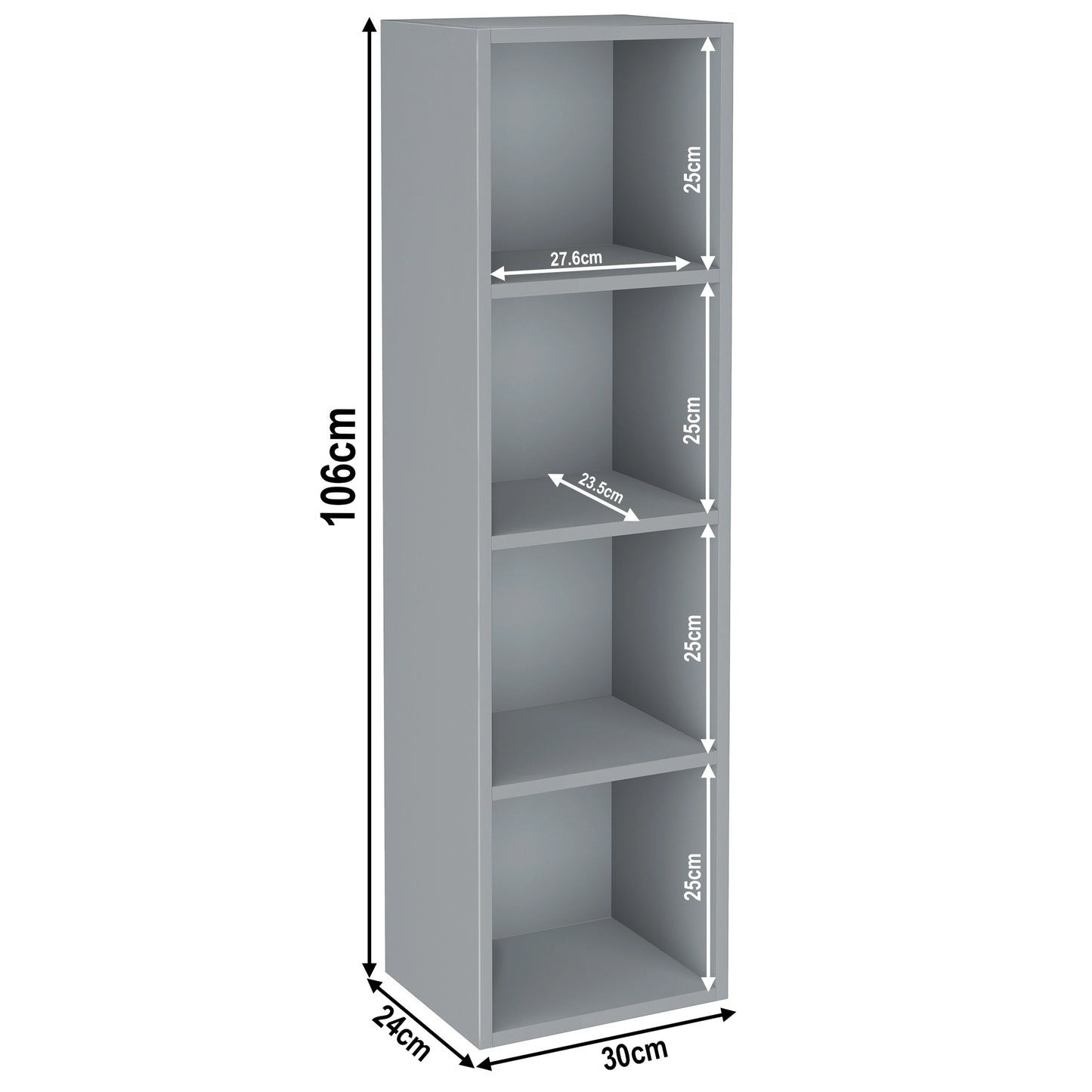Bookcase Cube Storage Unit - Tall Narrow Bookshelf