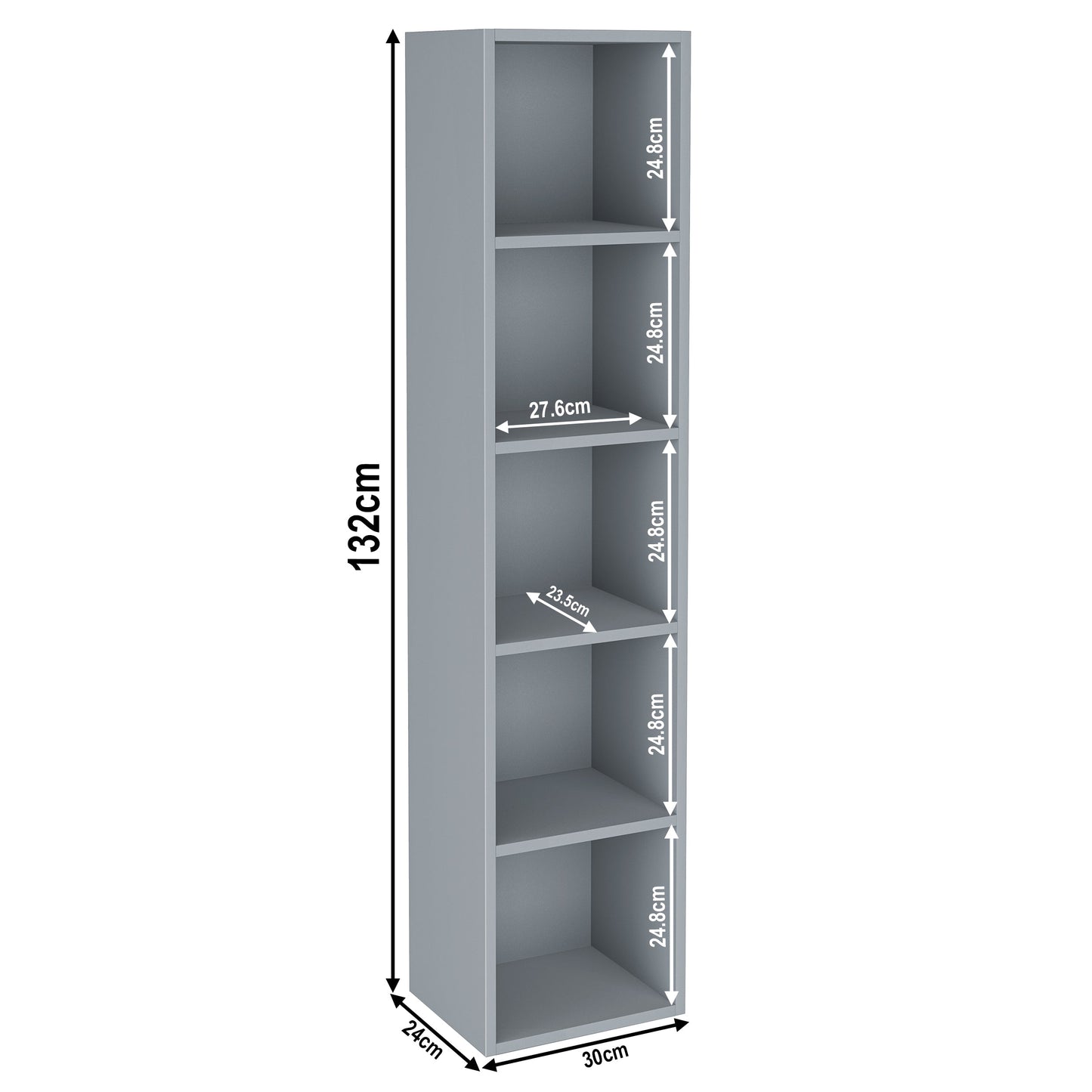 Bookcase Cube Storage Unit - Tall Narrow Bookshelf