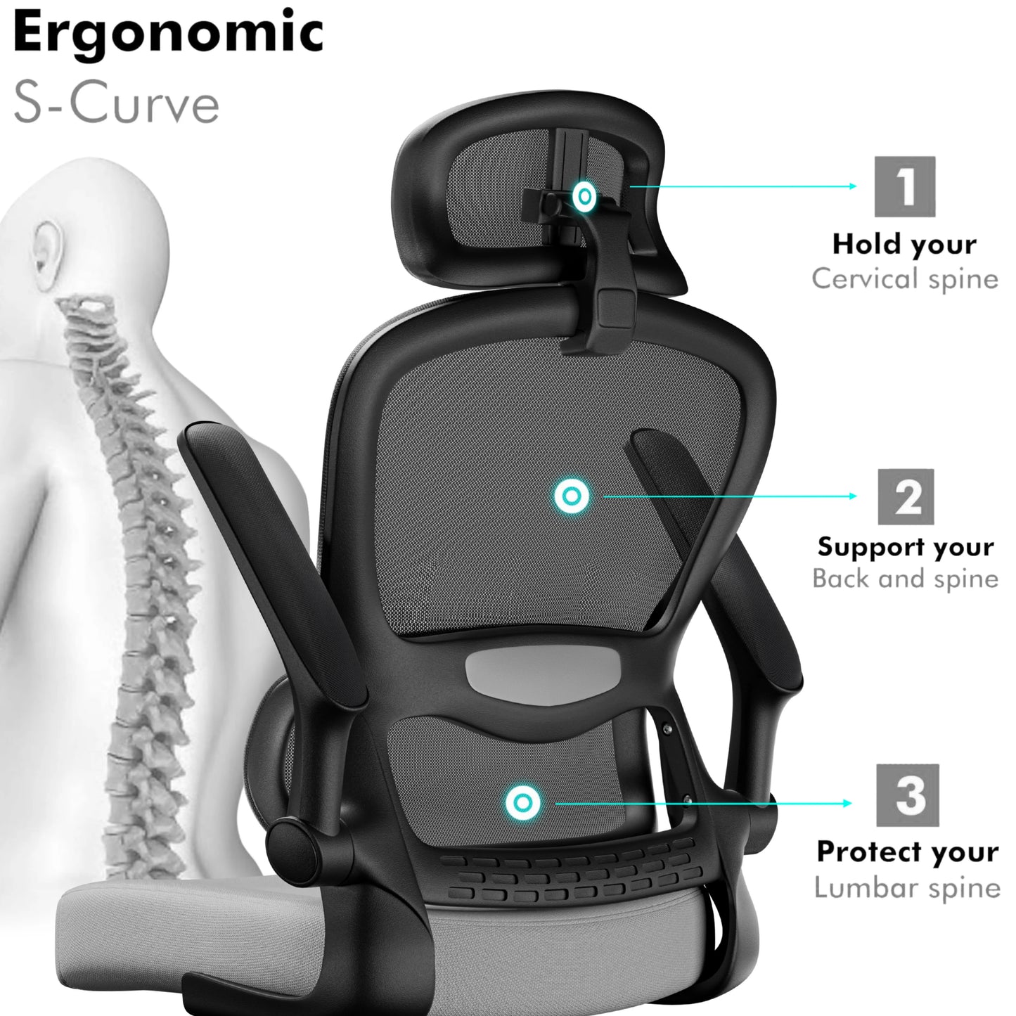 Home Office Chair - Ergonomic Computer Chair with Headrest