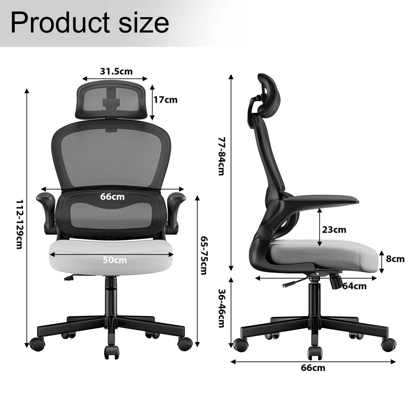 Home Office Chair - Ergonomic Computer Chair with Headrest