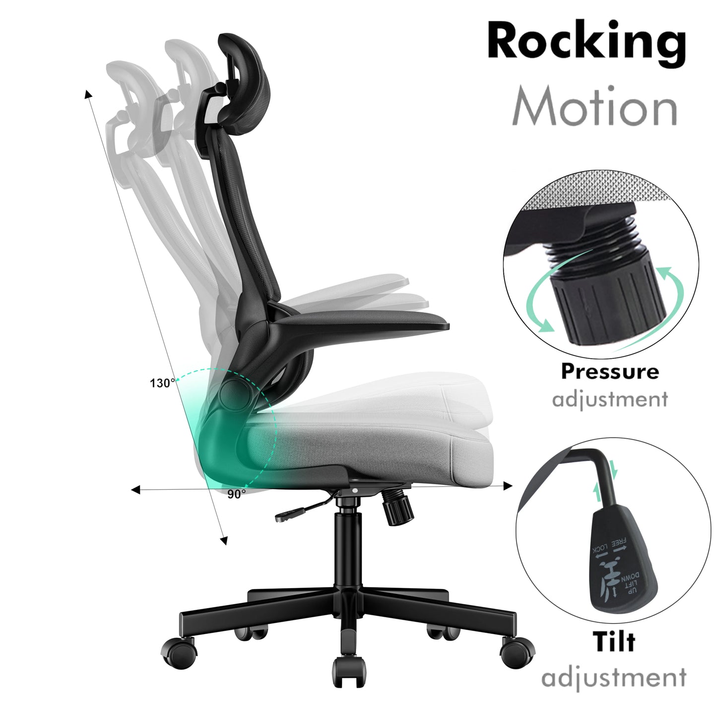 Home Office Chair - Ergonomic Computer Chair with Headrest